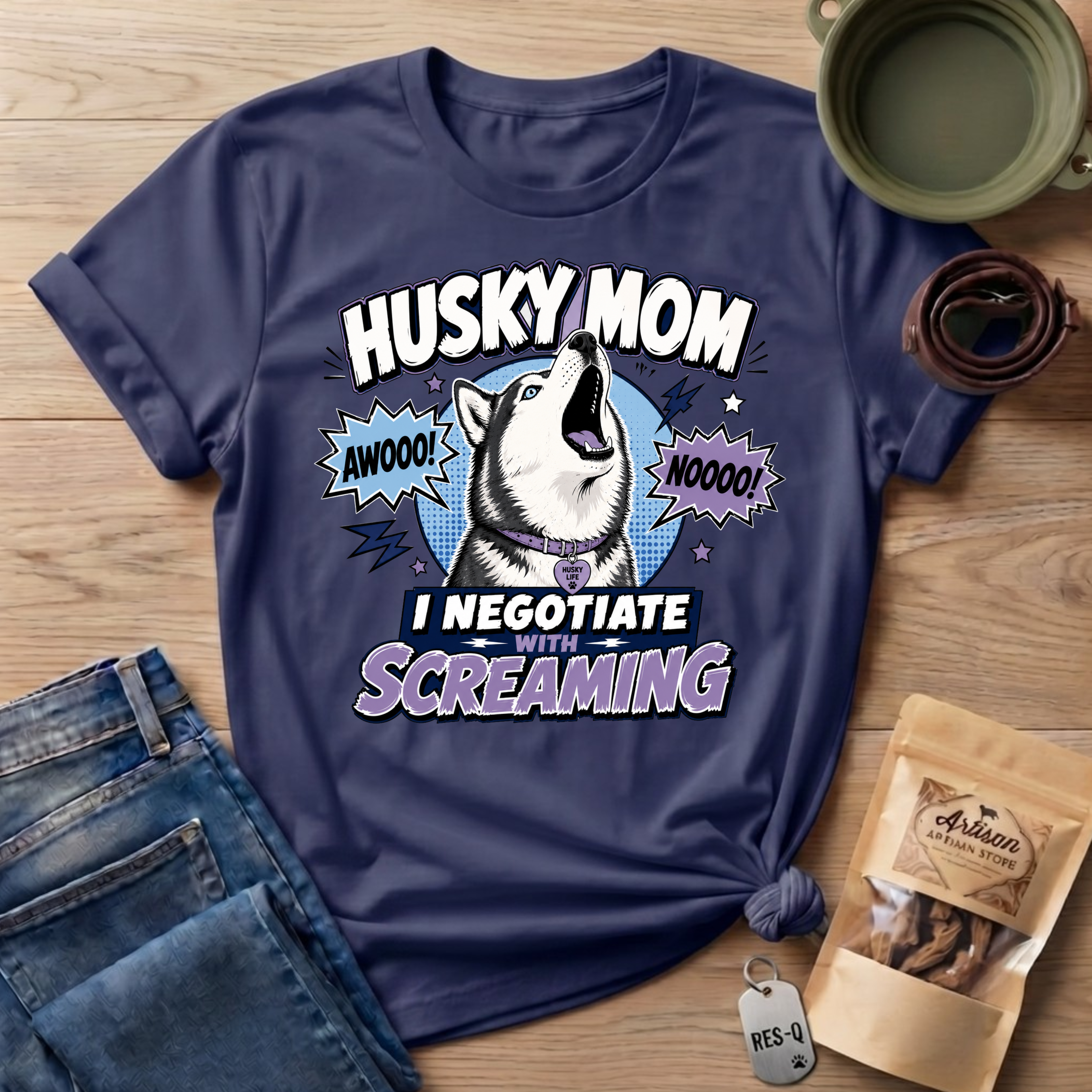 Husky Mom I Negotiate With Screaming T-shirt
