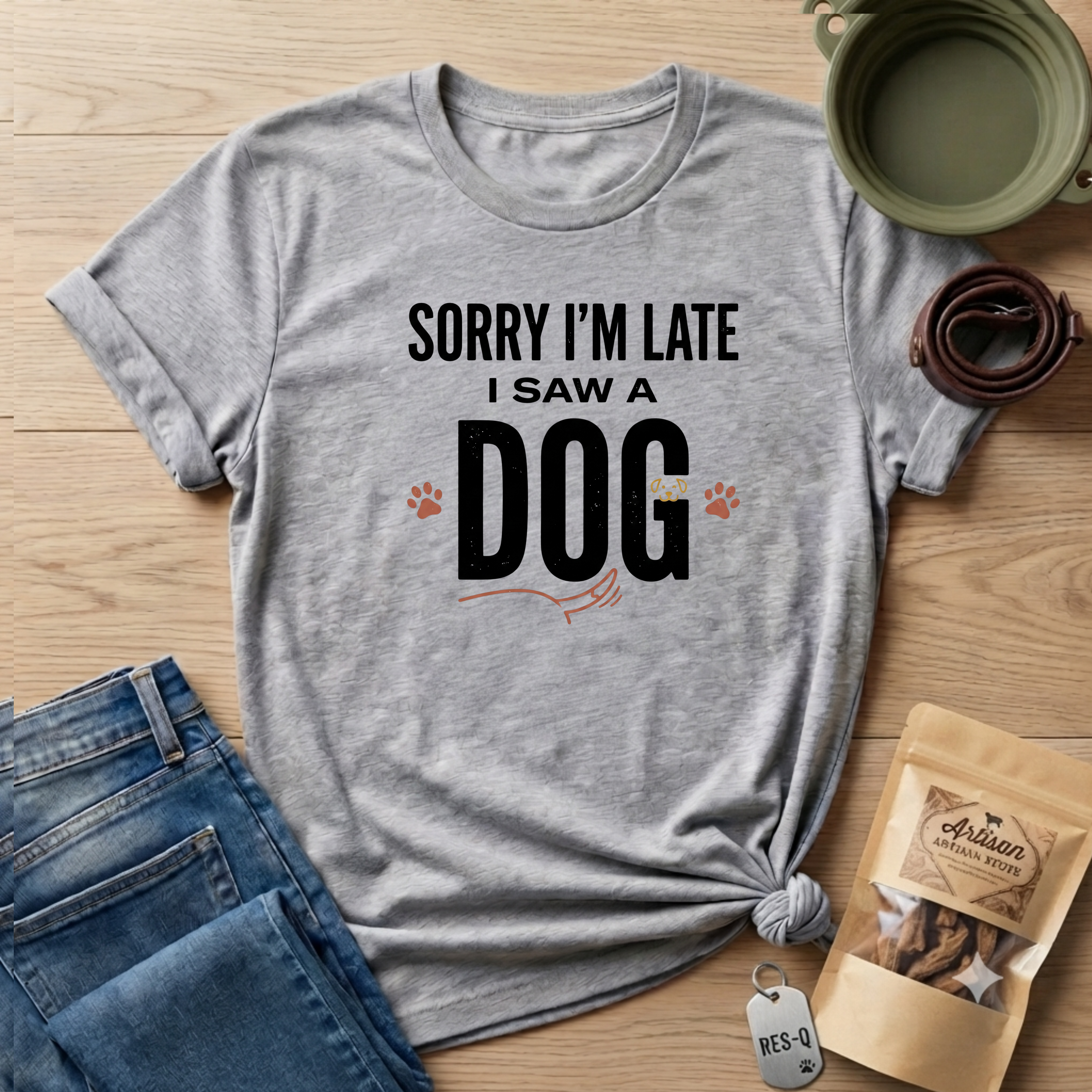 Sorry I'm Late I Saw A Dog Wag T-Shirt