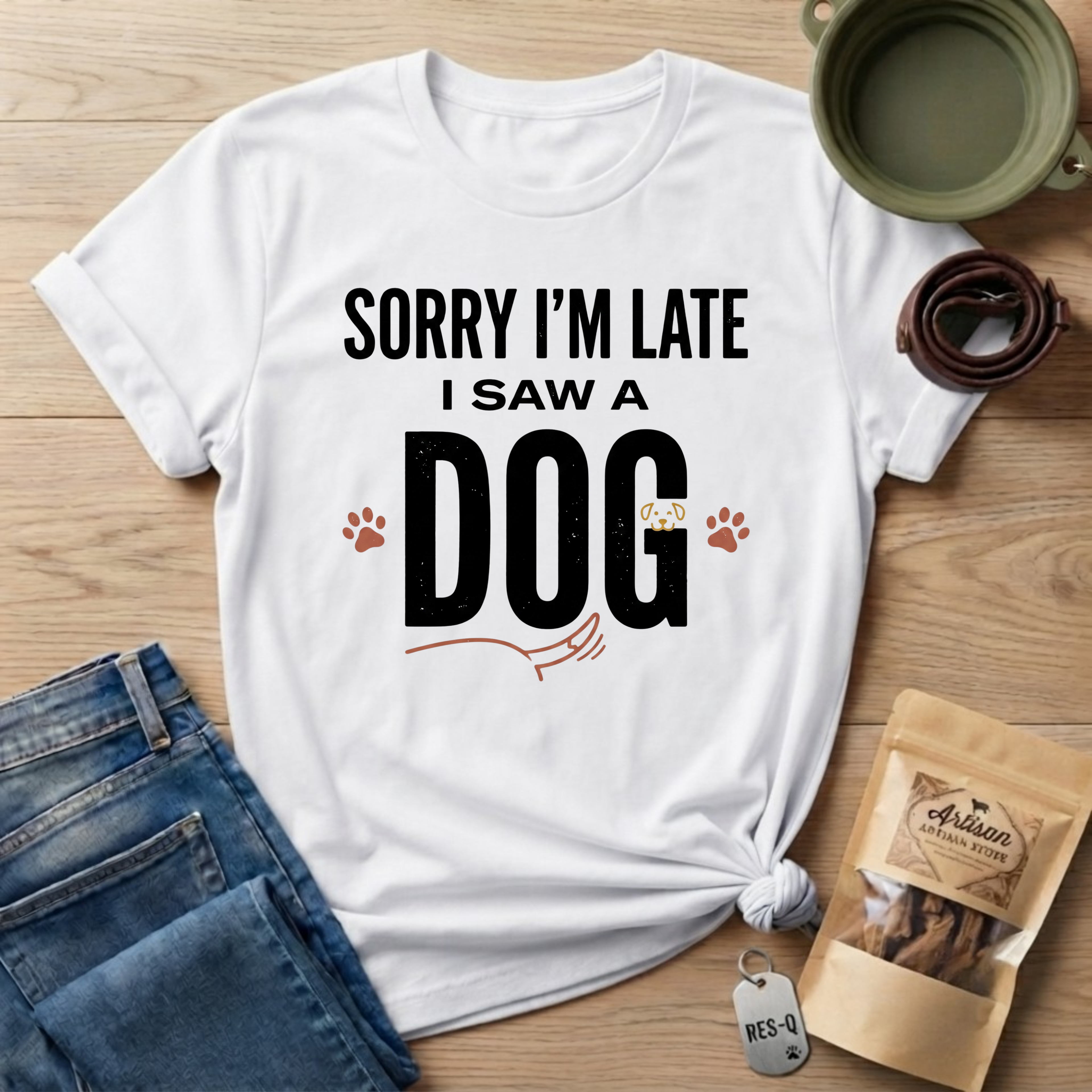 Sorry I'm Late I Saw A Dog Wag T-Shirt