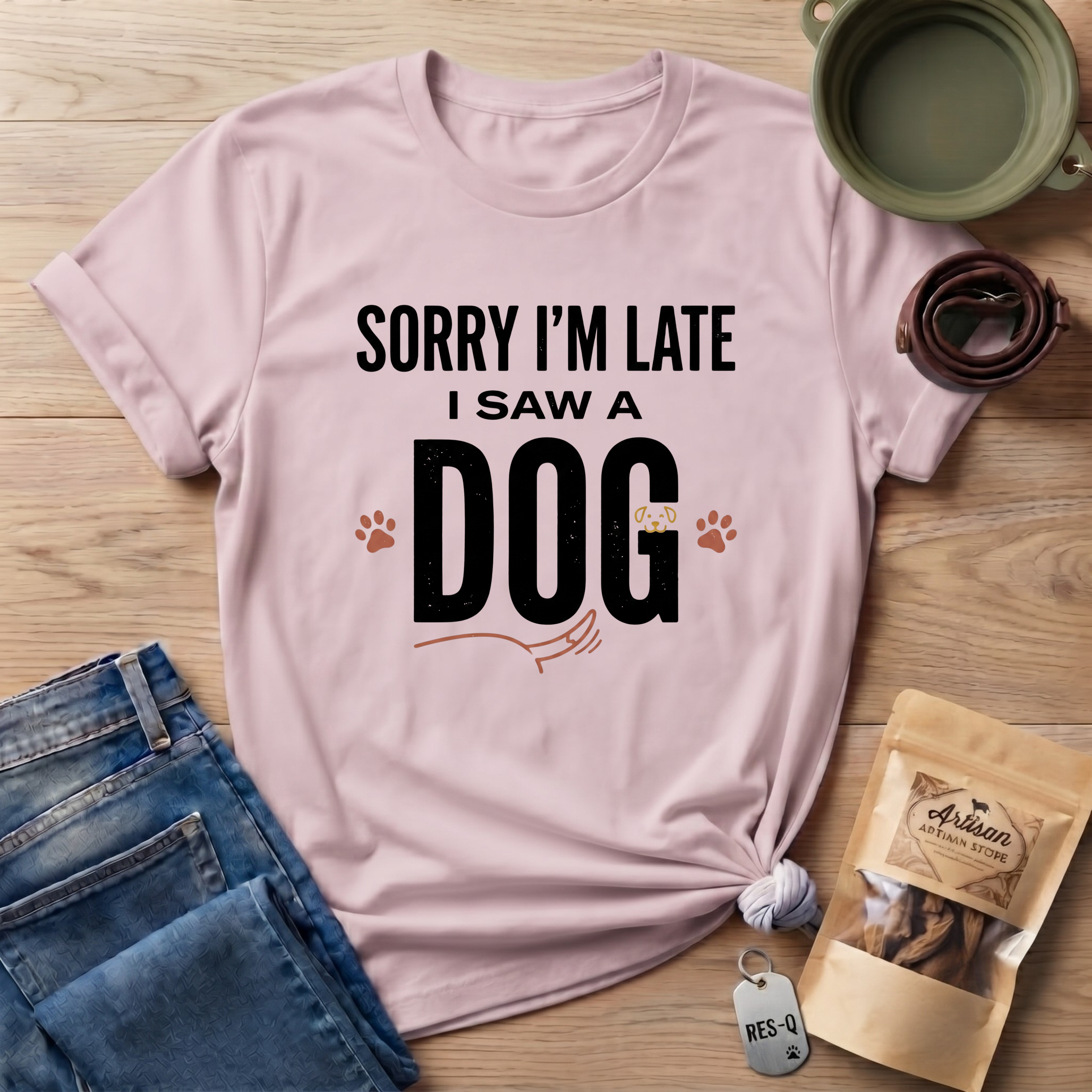 Sorry I'm Late I Saw A Dog Wag T-Shirt
