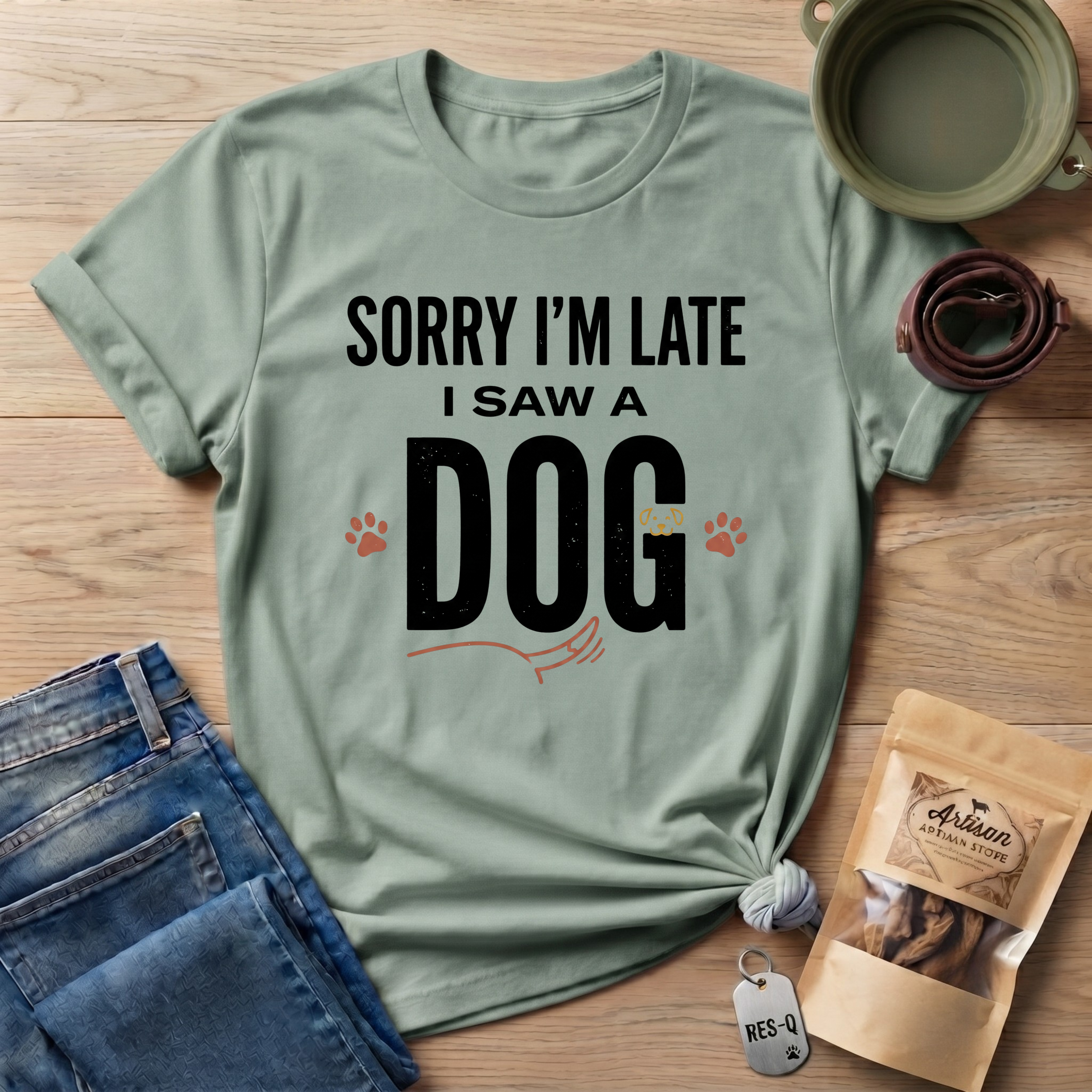 Sorry I'm Late I Saw A Dog Wag T-Shirt
