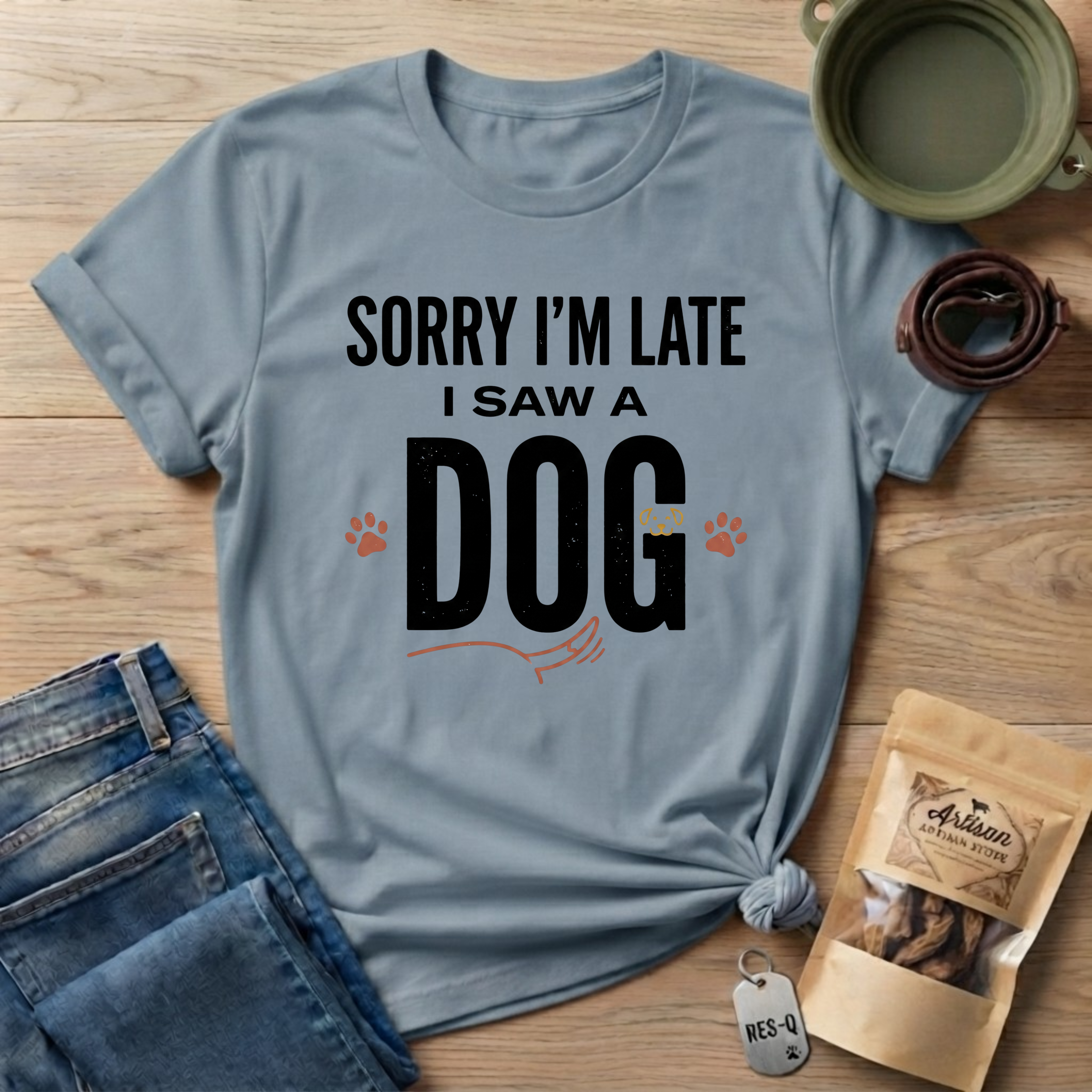 Sorry I'm Late I Saw A Dog Wag T-Shirt