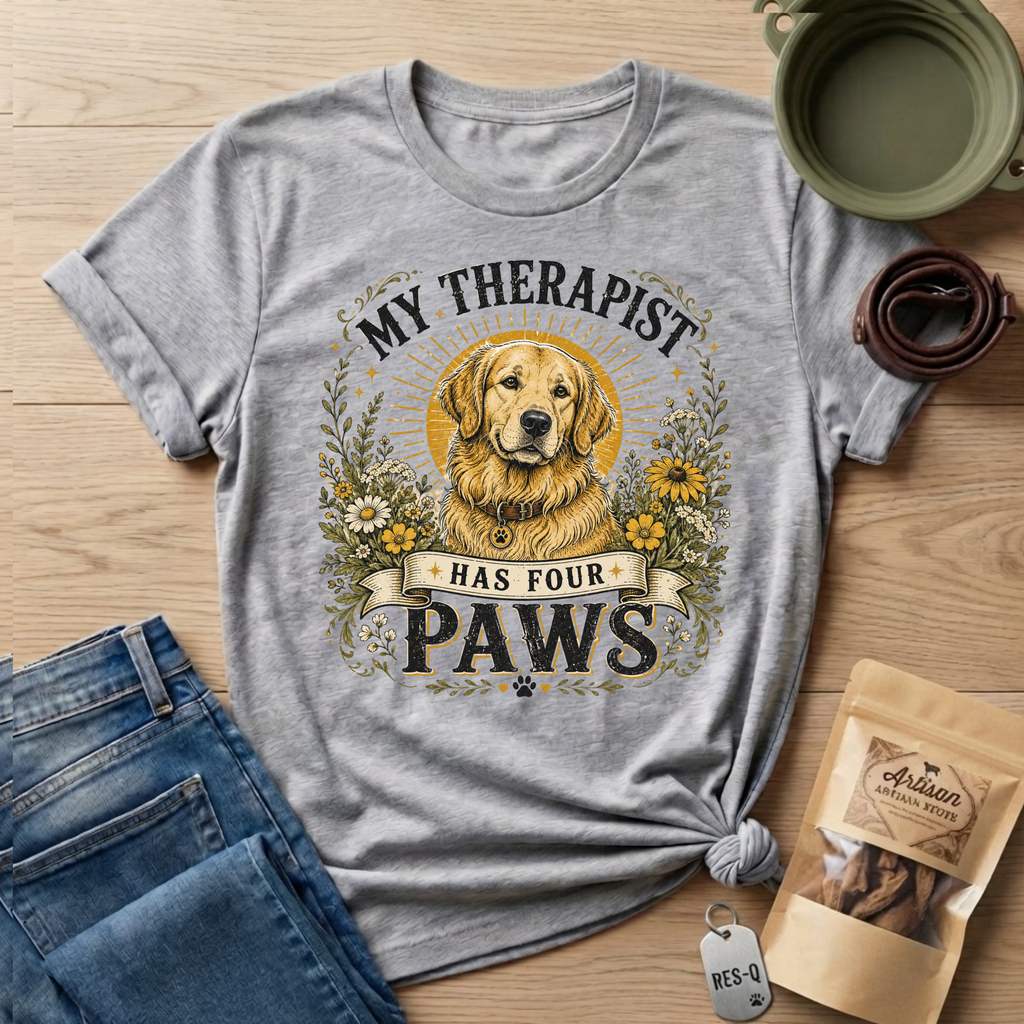 Golden Retriever My Therapist Has Four Paws T-shirt