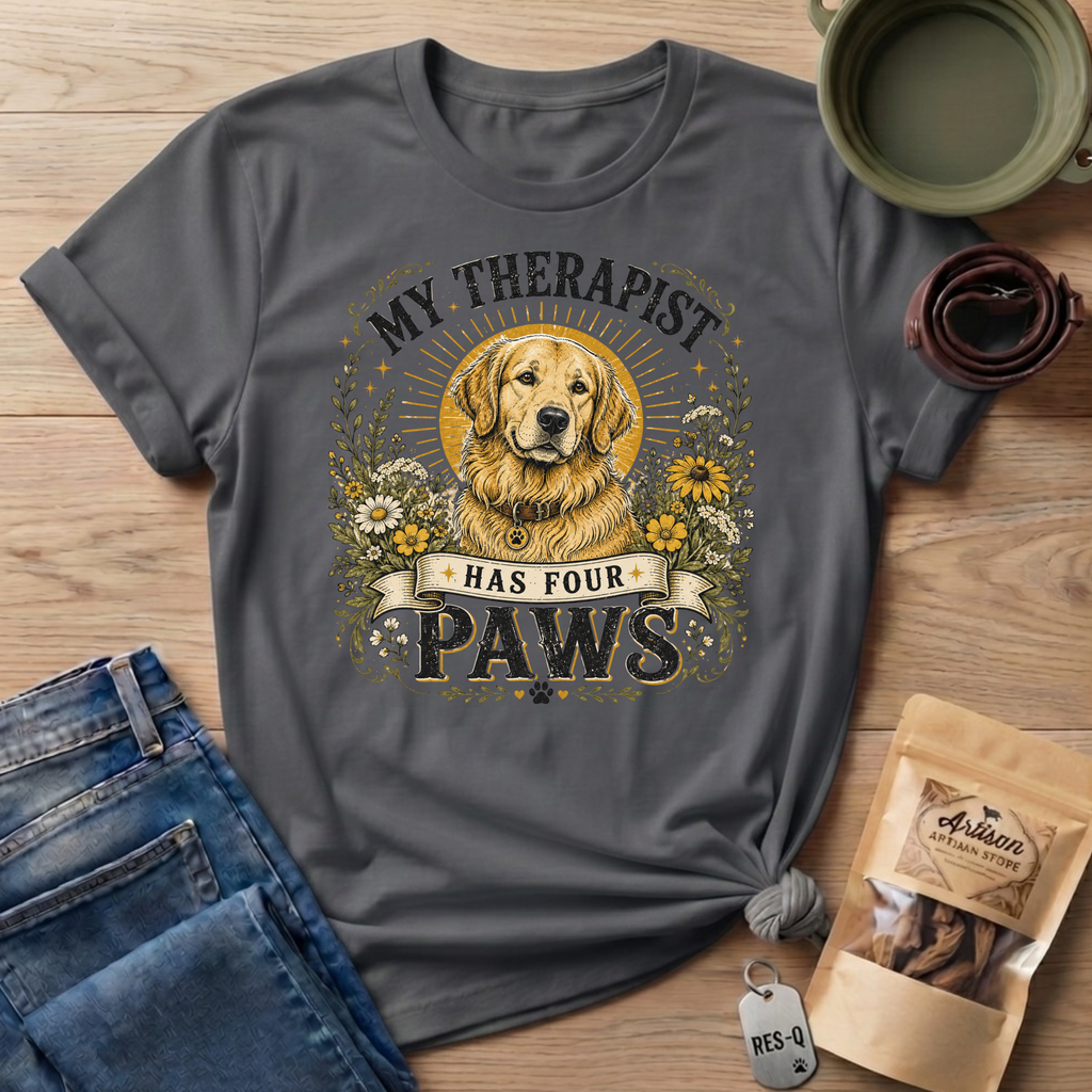 Golden Retriever My Therapist Has Four Paws T-shirt