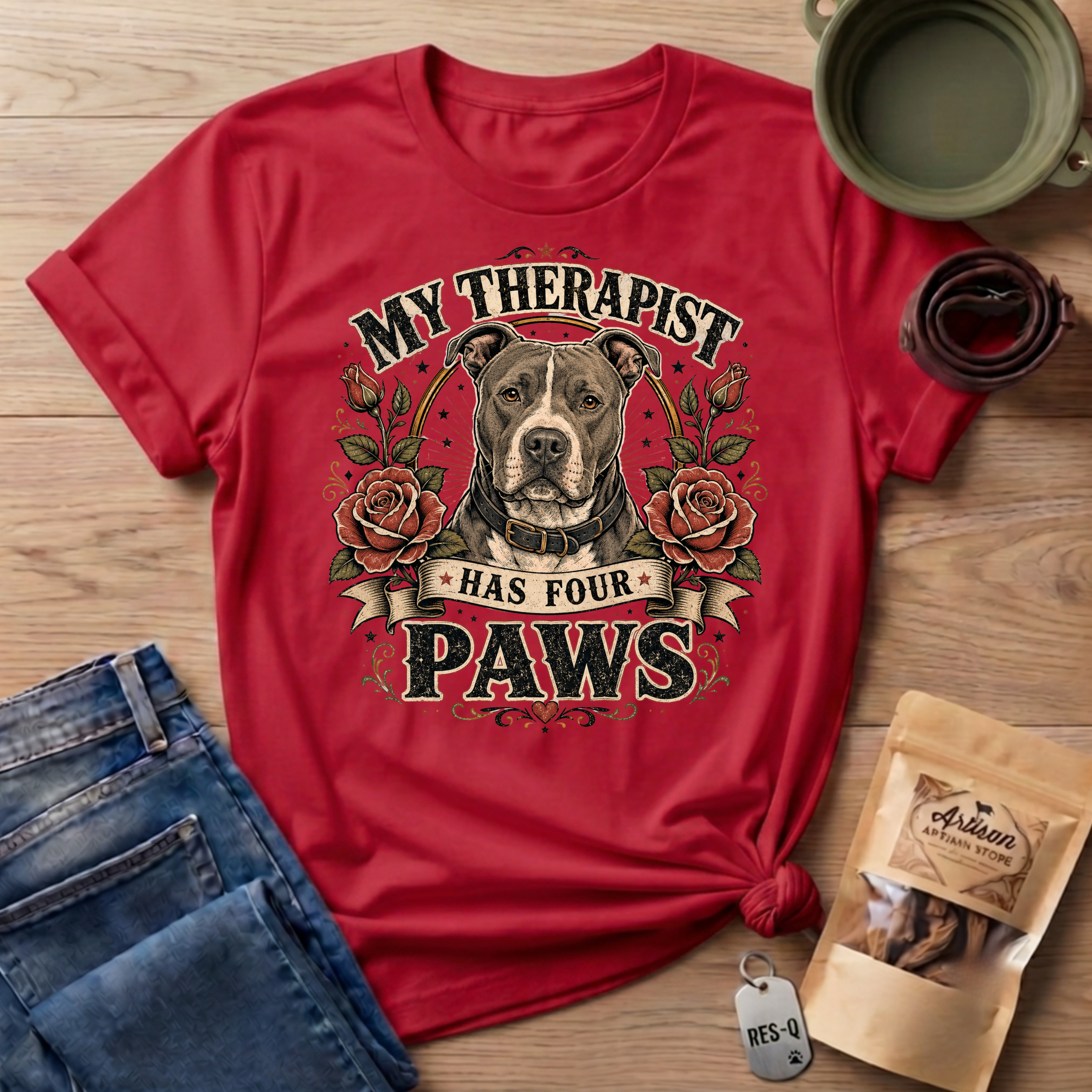 Pitbull My Therapist Has Four Paws T-Shirt
