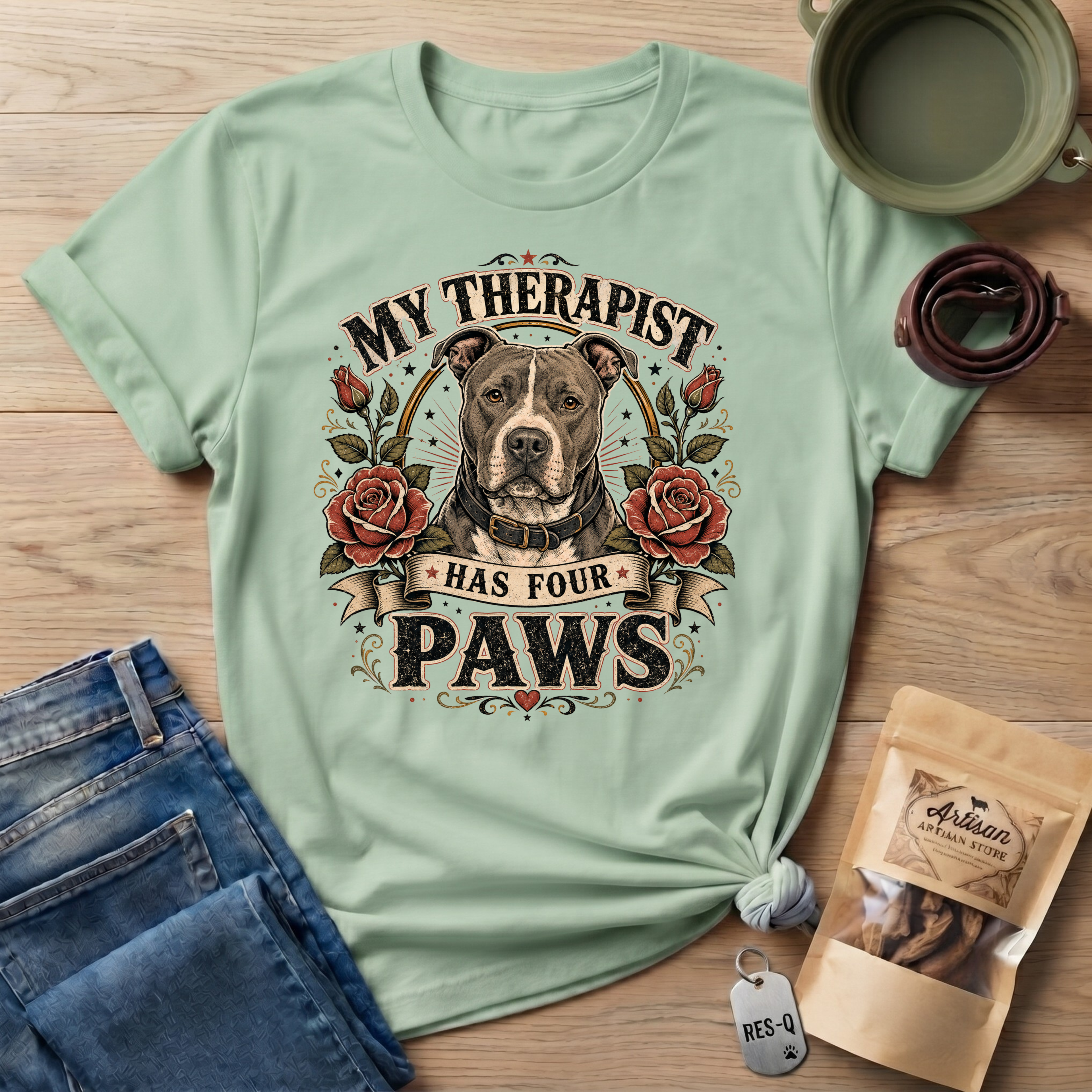 Pitbull My Therapist Has Four Paws T-Shirt