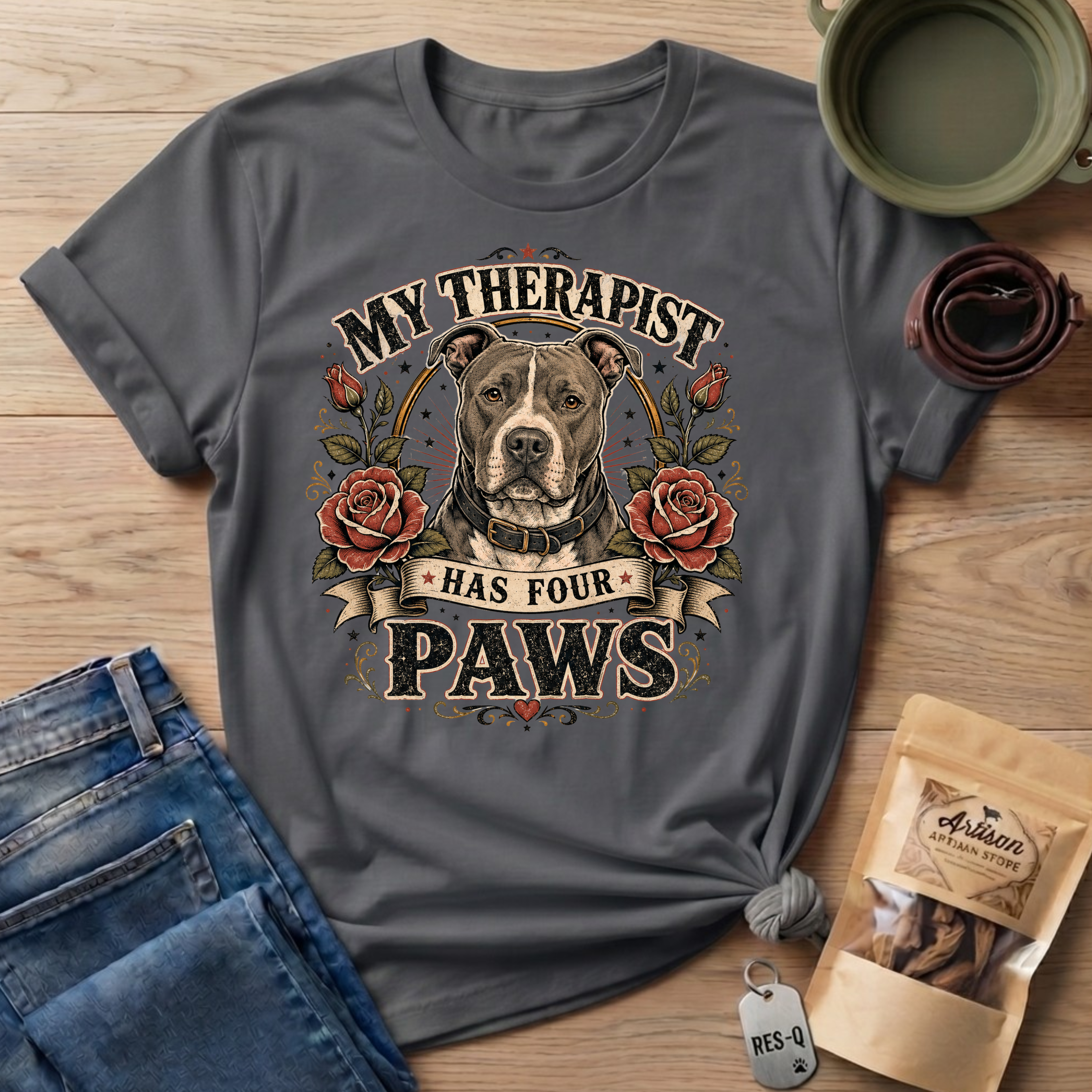 Pitbull My Therapist Has Four Paws T-Shirt