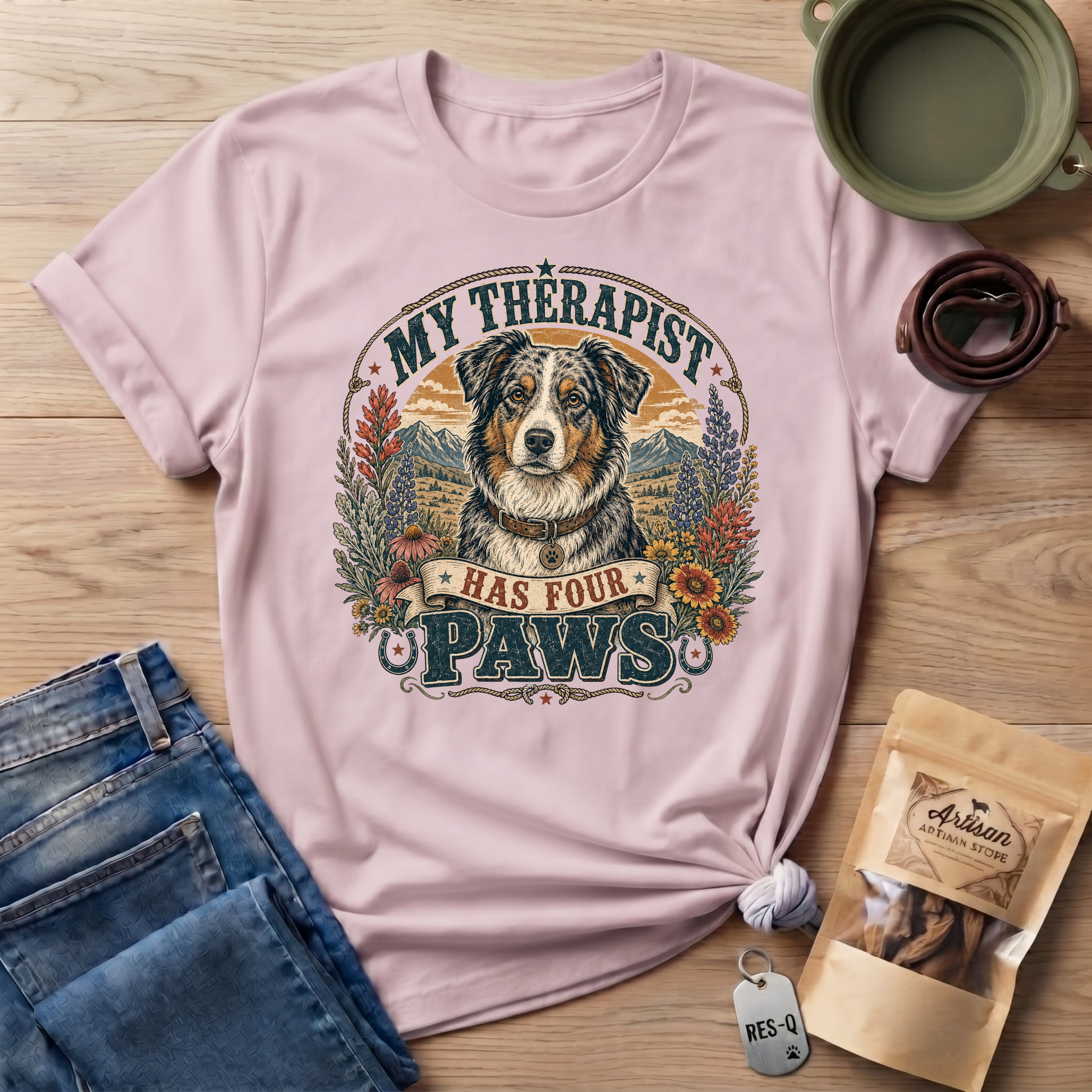 Australian Shepherd My Therapist Has Four Paws T-shirt