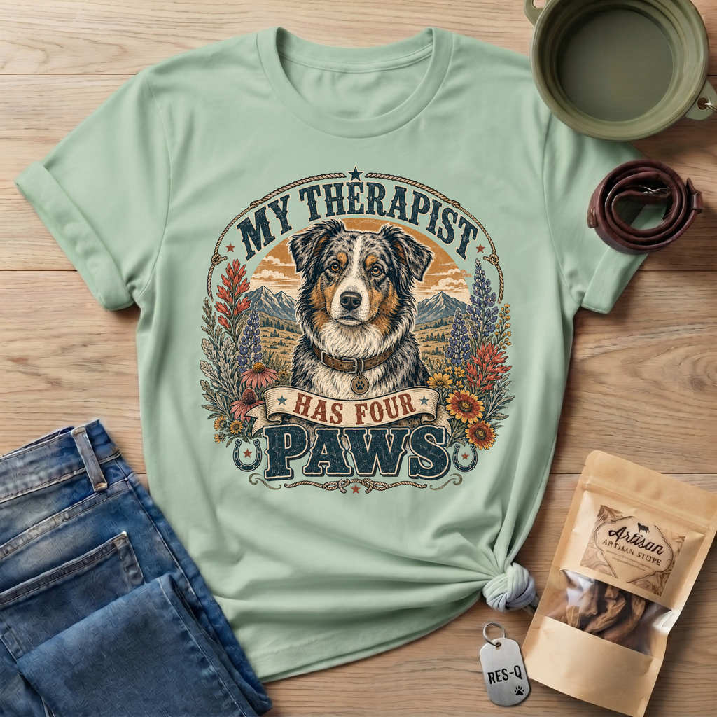 Australian Shepherd My Therapist Has Four Paws T-shirt