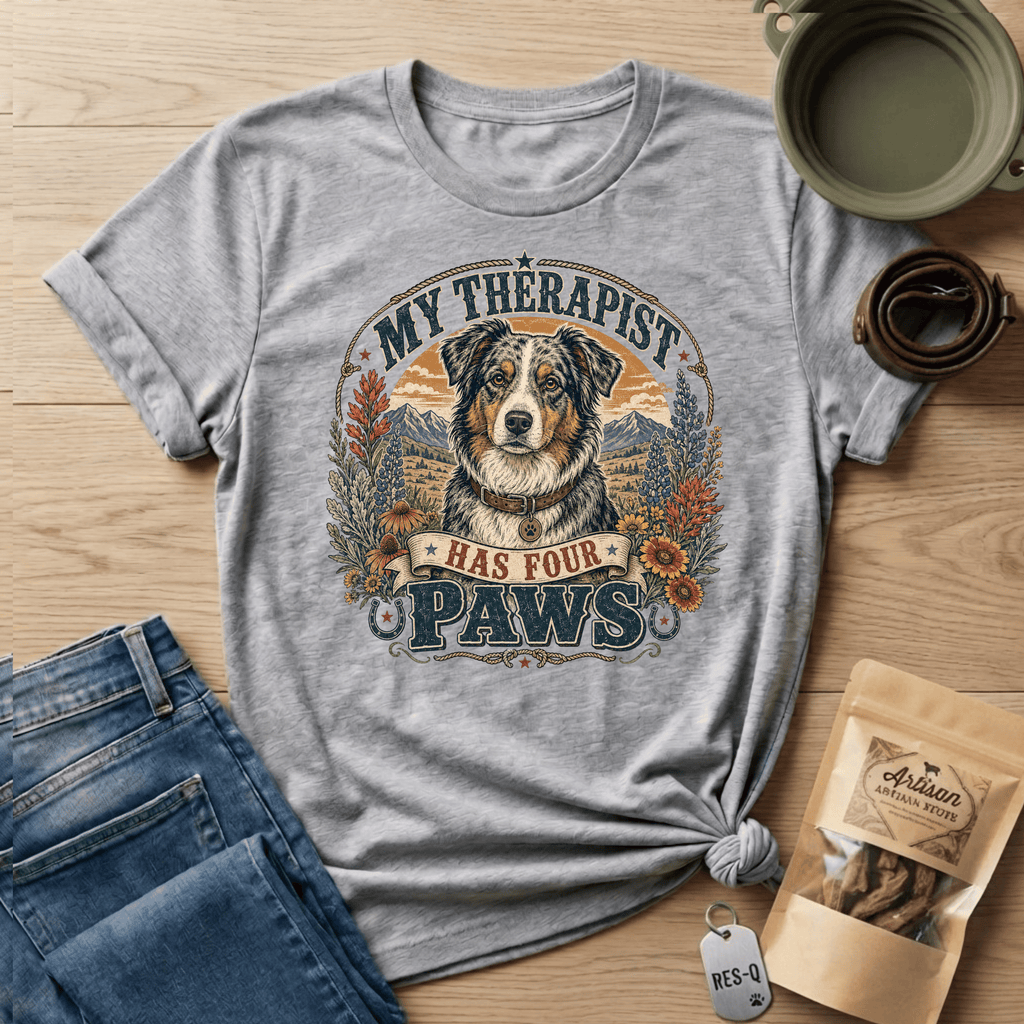 Australian Shepherd My Therapist Has Four Paws T-shirt