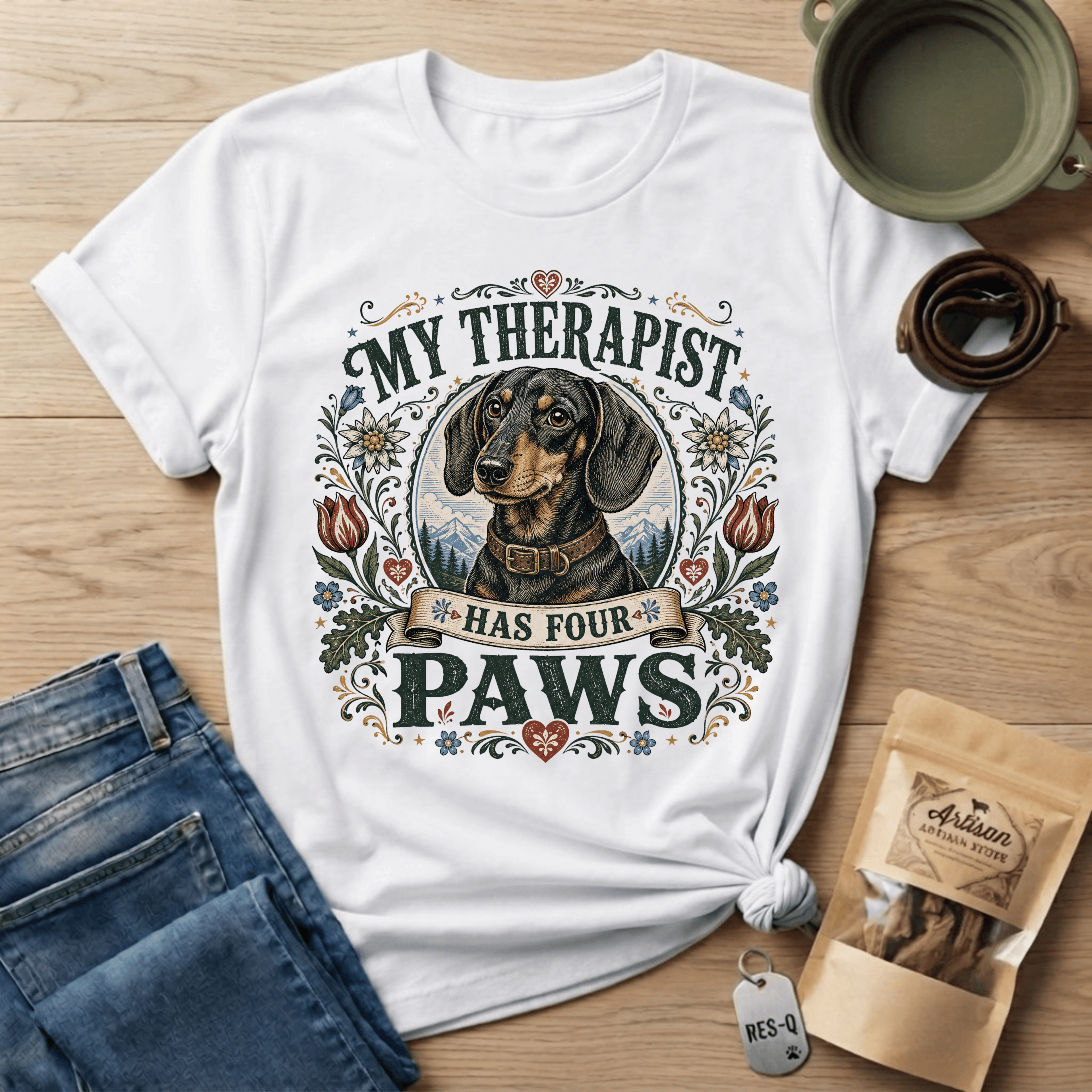 Dachshund My Therapist Has Four Paws T-shirt