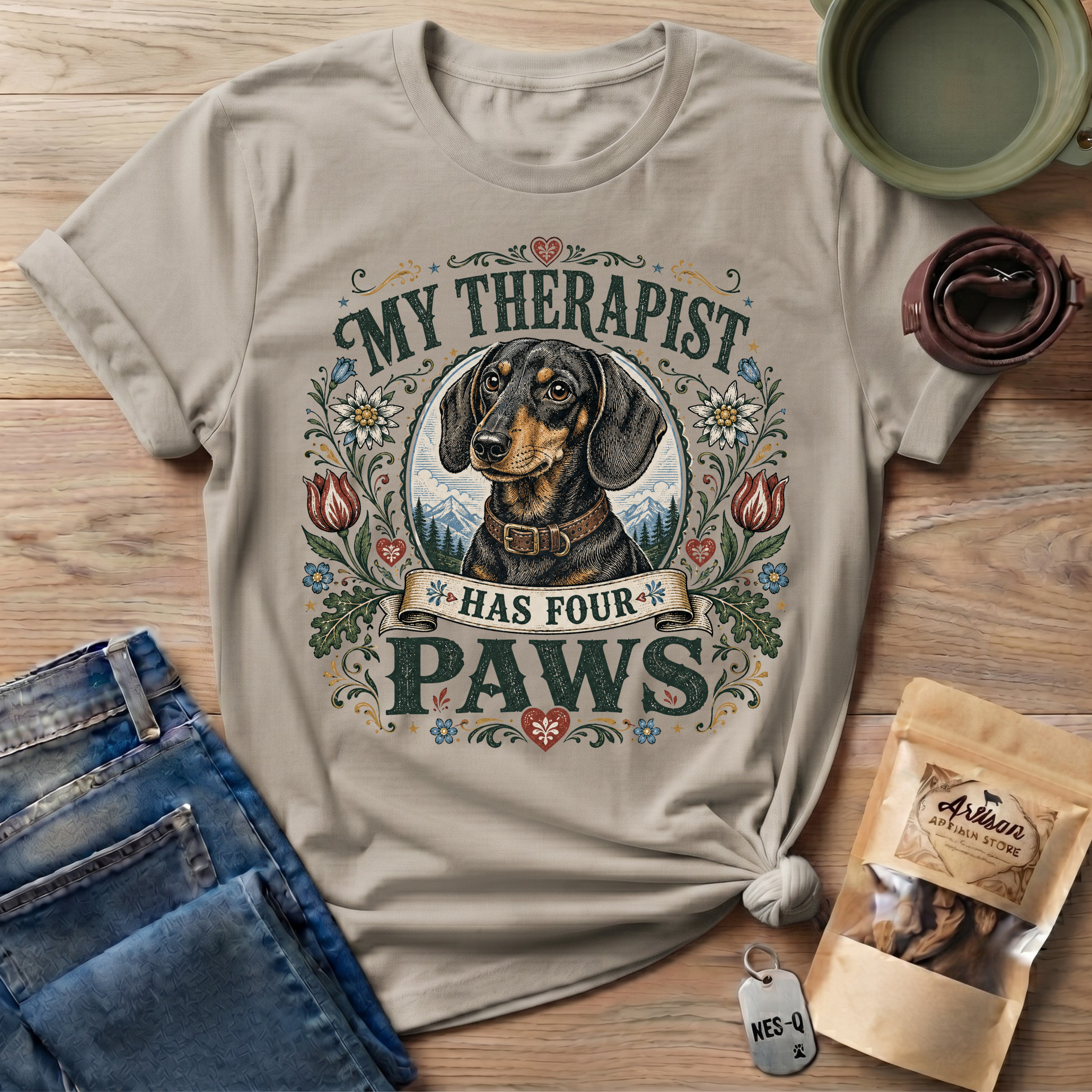 Dachshund My Therapist Has Four Paws T-shirt