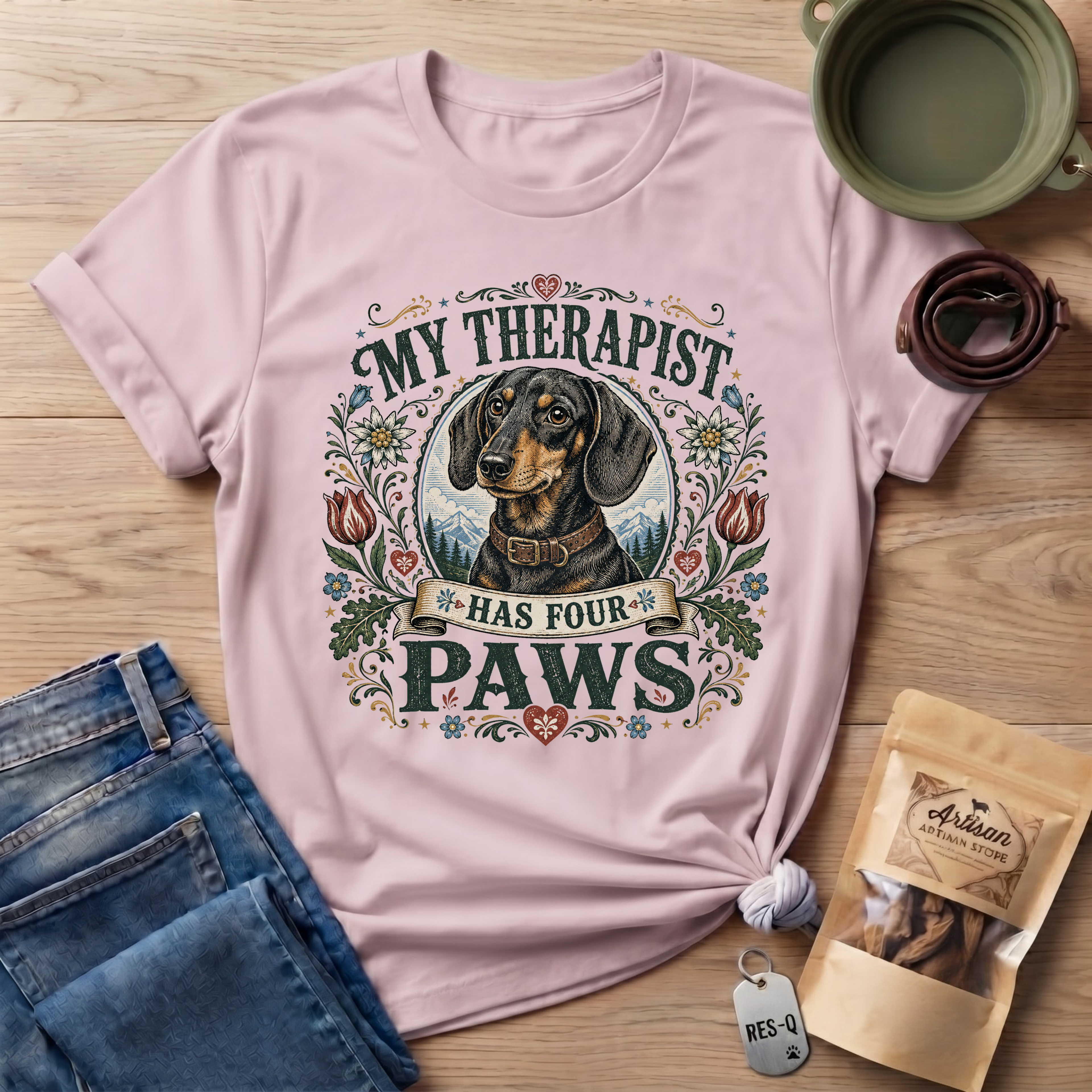 Dachshund My Therapist Has Four Paws T-shirt