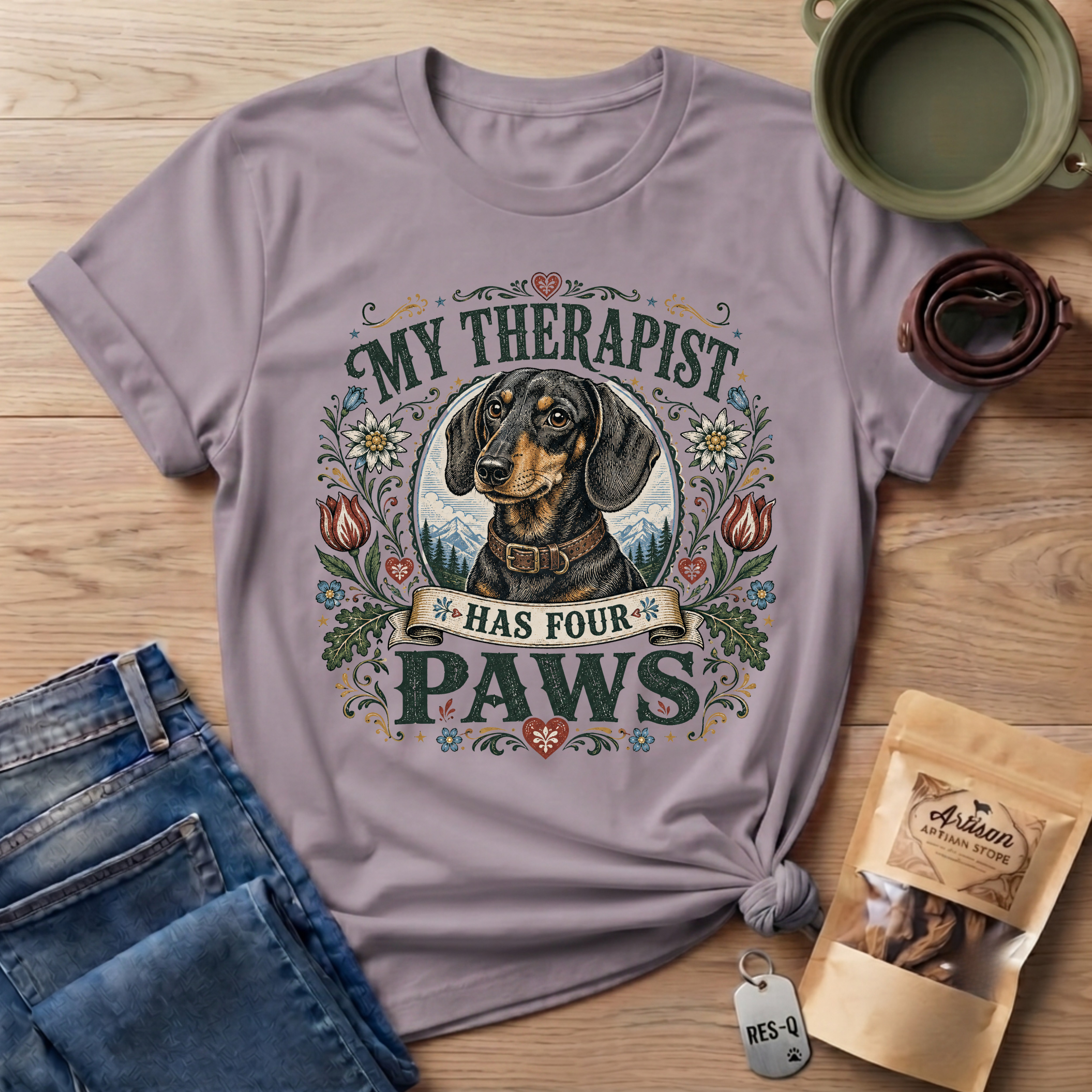 Dachshund My Therapist Has Four Paws T-shirt