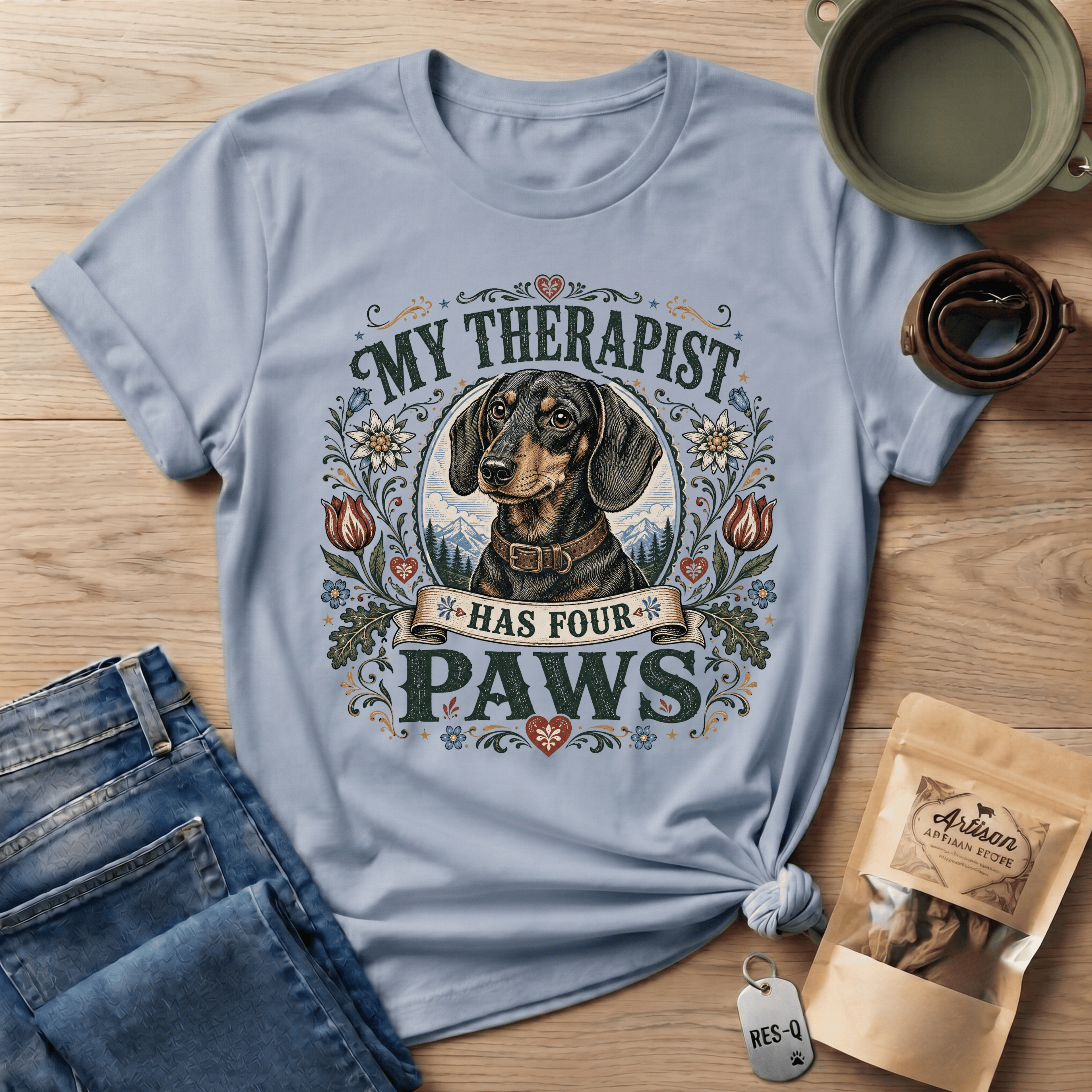 Dachshund My Therapist Has Four Paws T-shirt