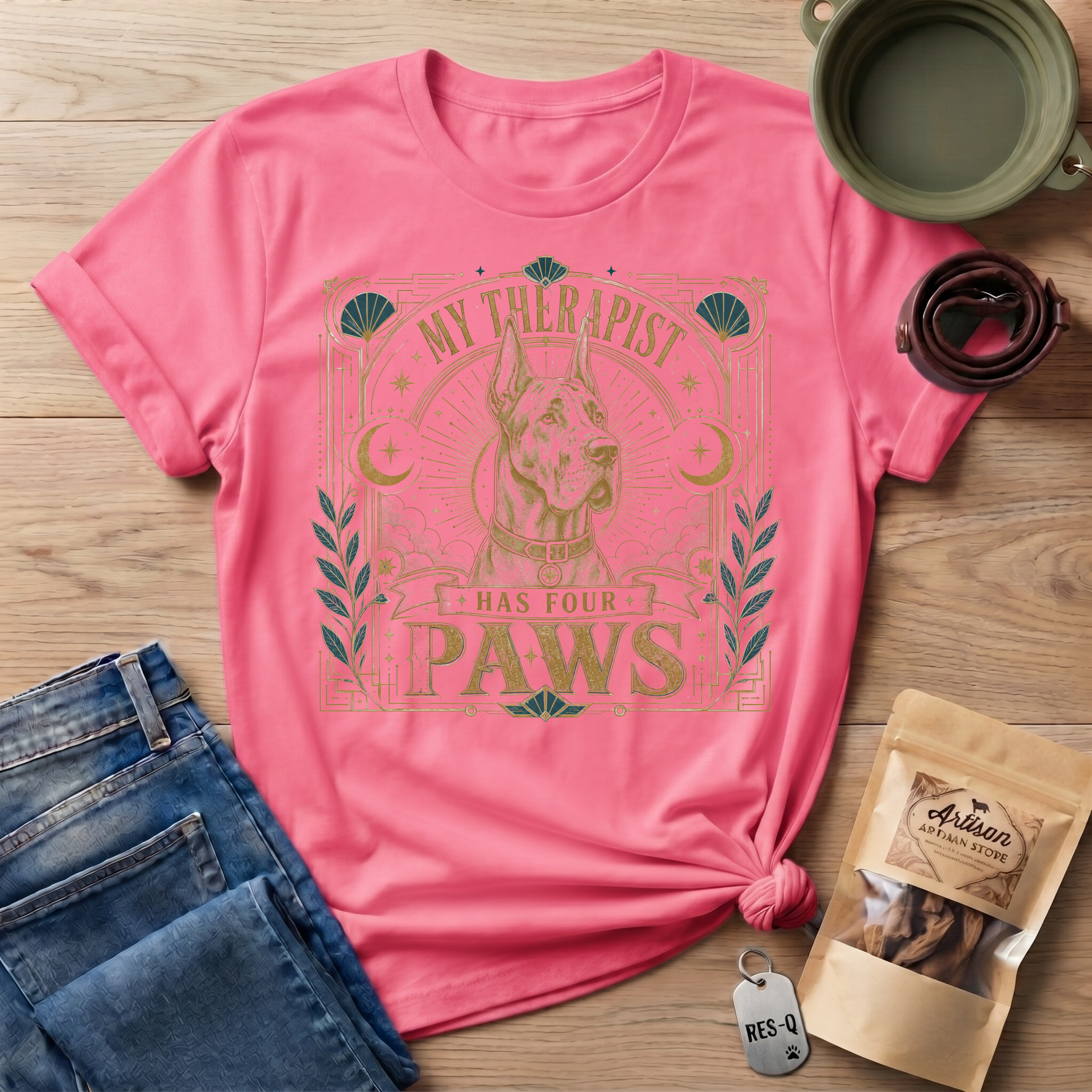 Great Dane My Therapist Has Four Paws T-Shirt