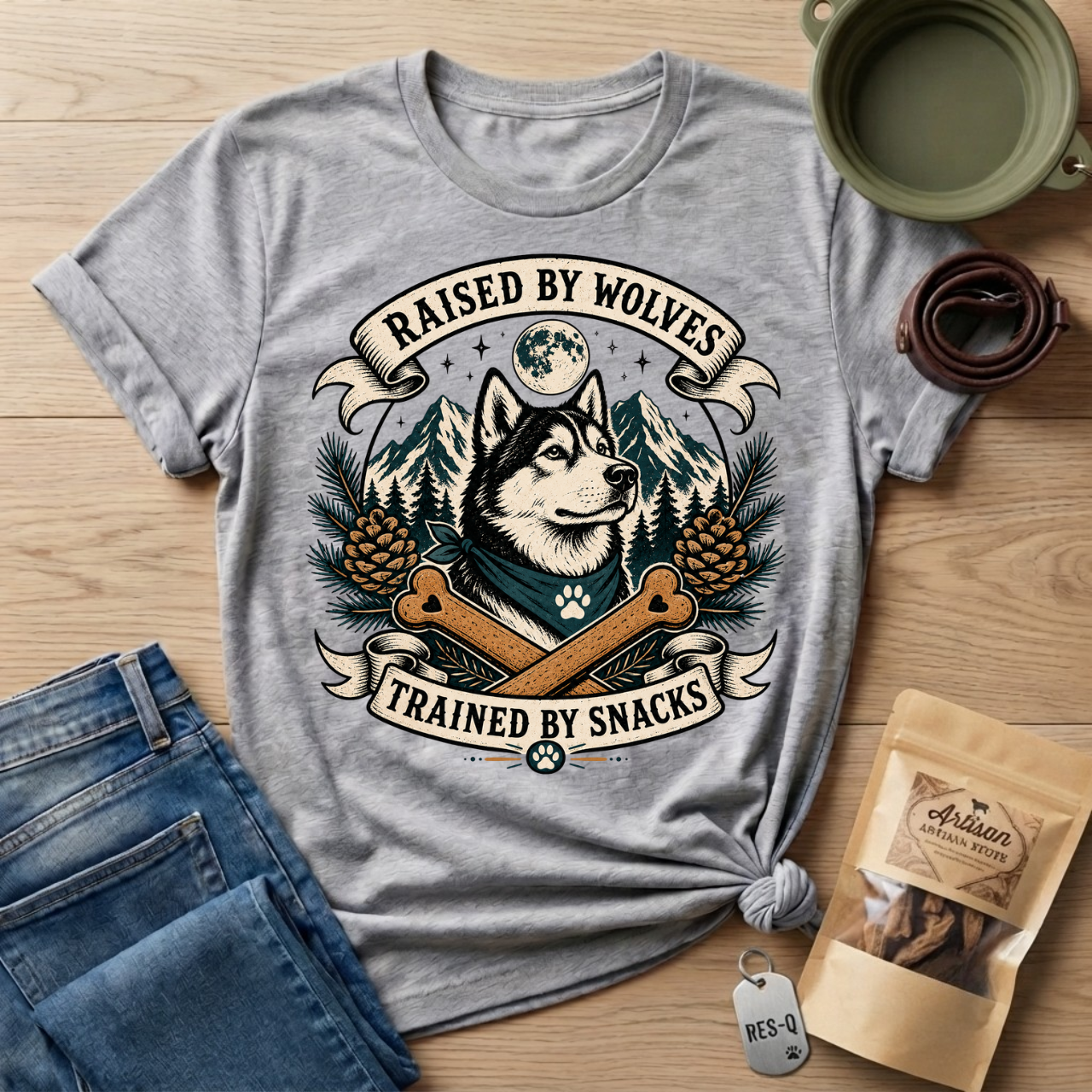 Raised By Wolves Trained By Snacks T-Shirt