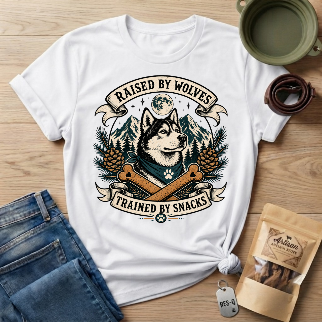 Raised By Wolves Trained By Snacks T-Shirt