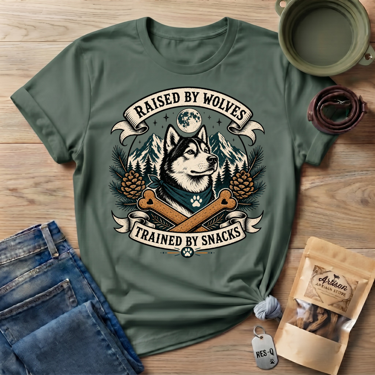 Raised By Wolves Trained By Snacks T-Shirt