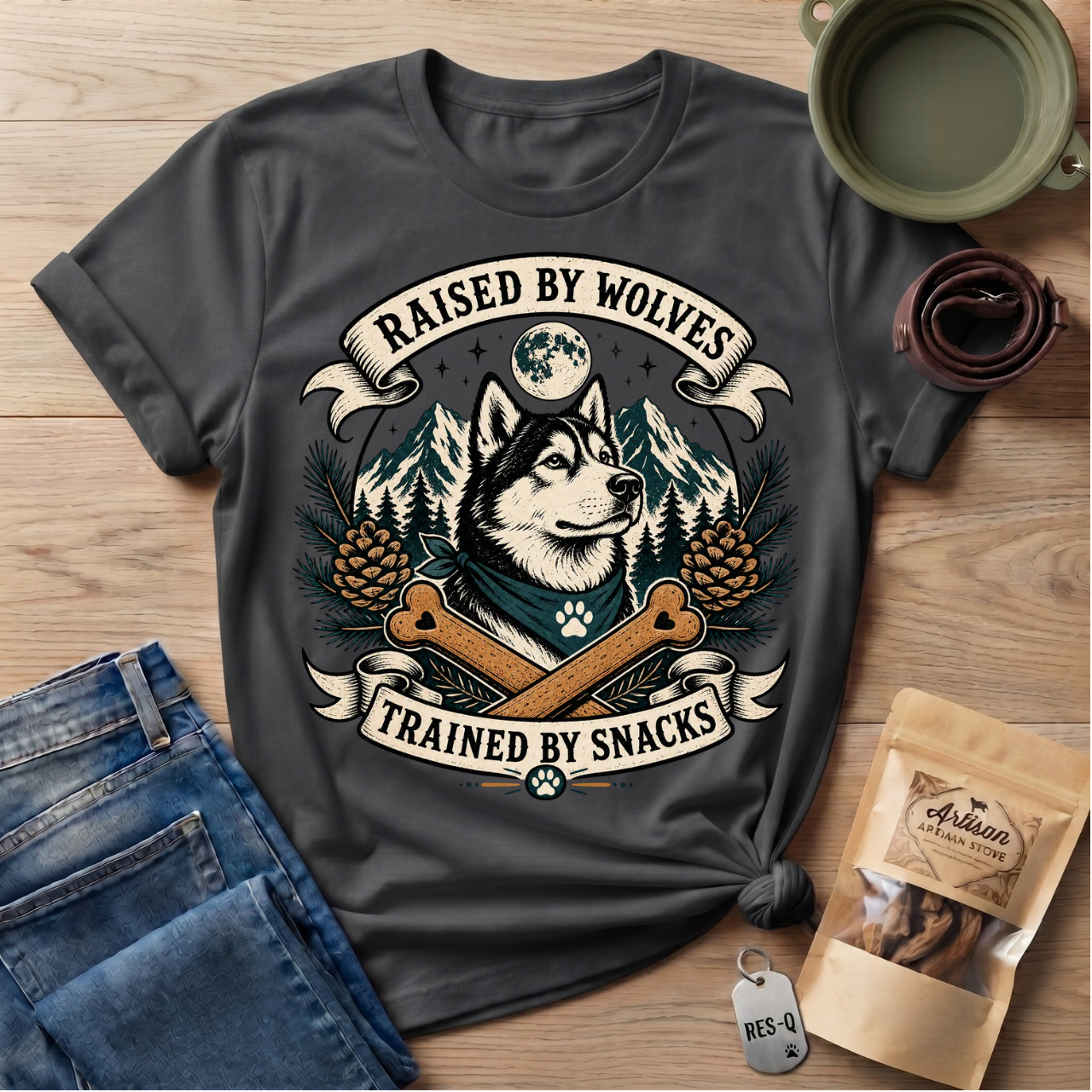 Raised By Wolves Trained By Snacks T-Shirt
