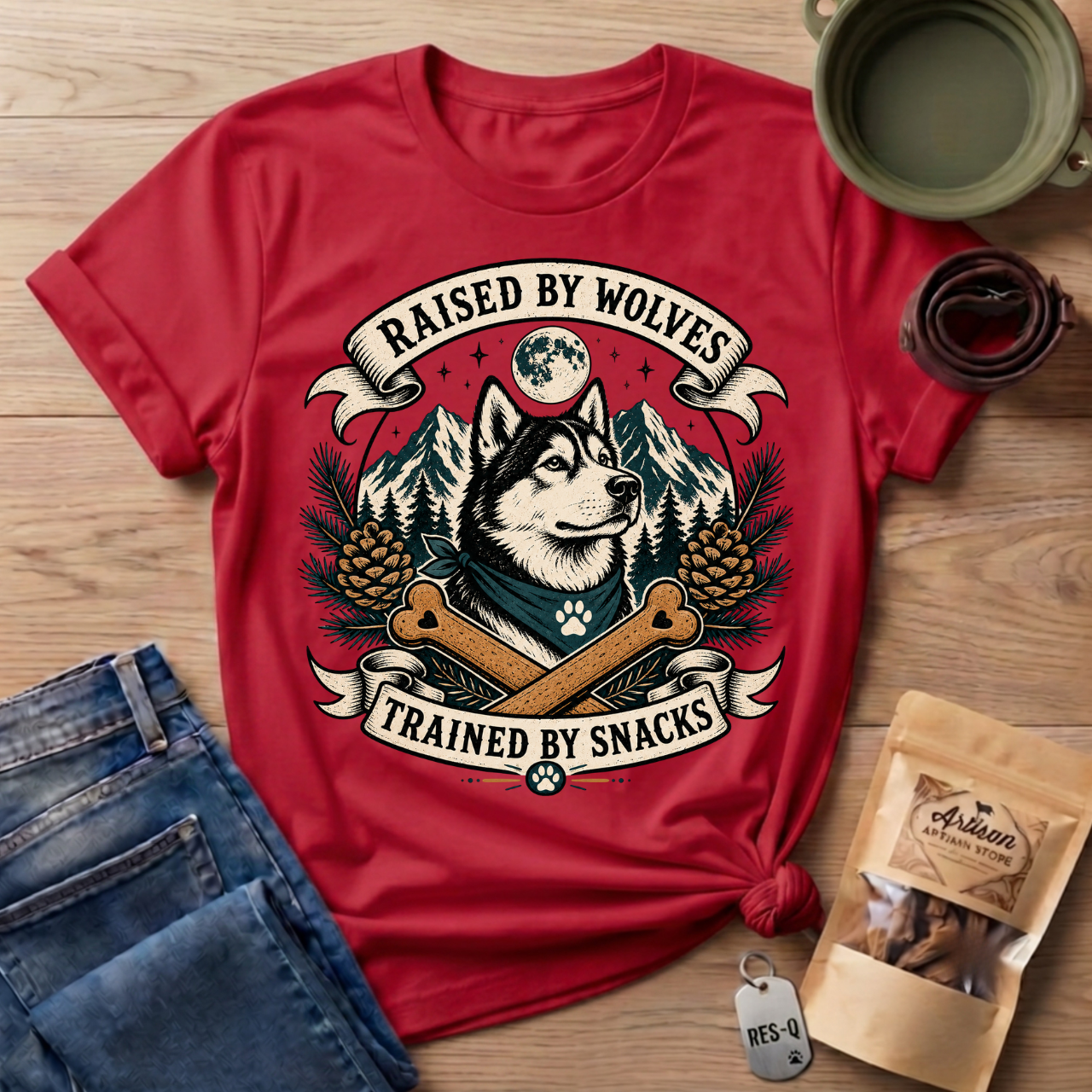 Raised By Wolves Trained By Snacks T-Shirt