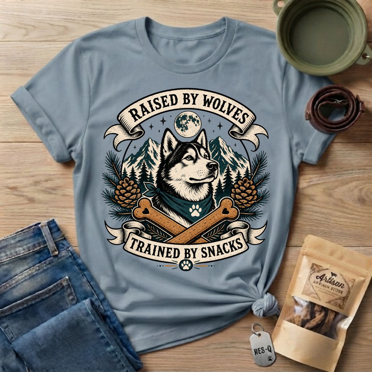 Raised By Wolves Trained By Snacks T-Shirt