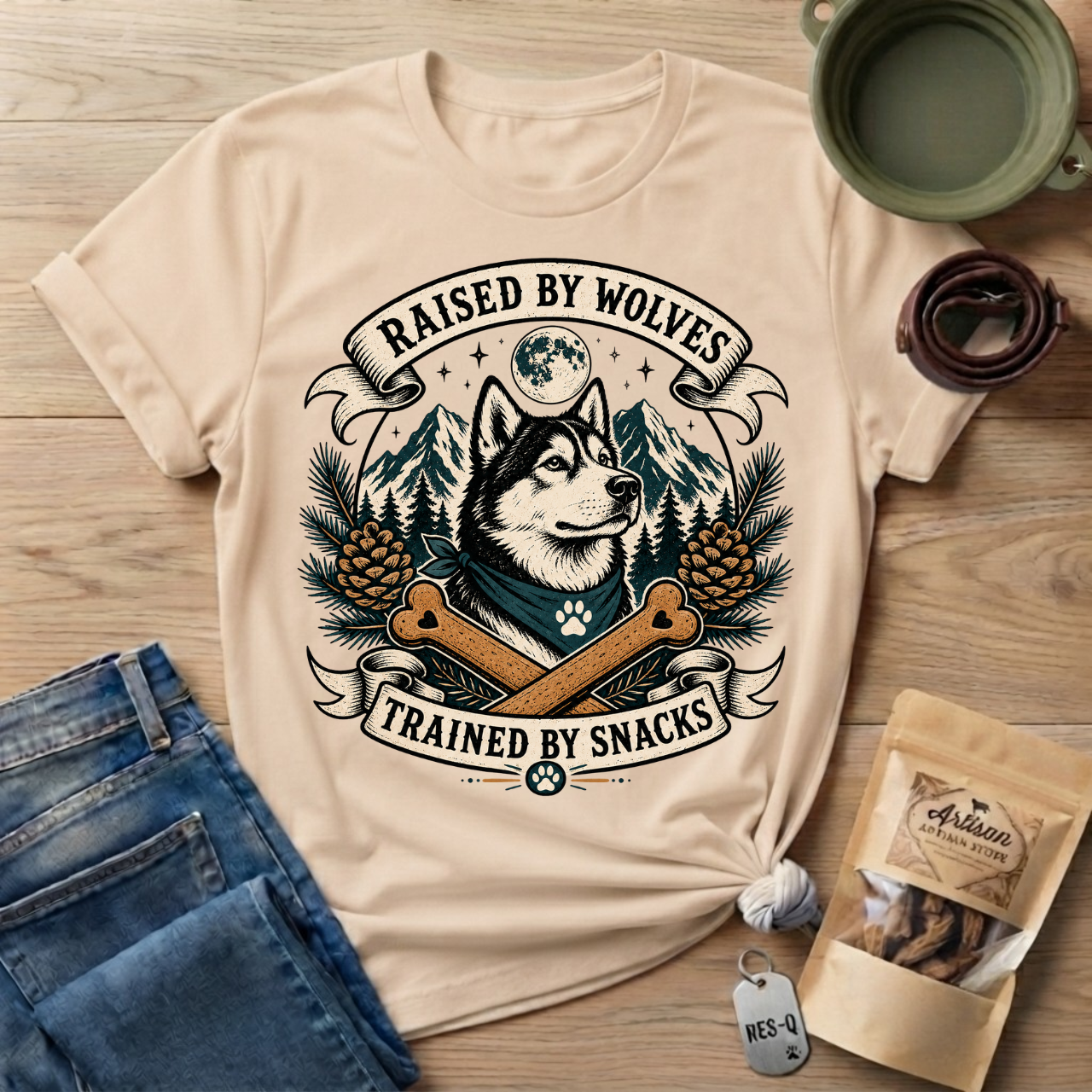 Raised By Wolves Trained By Snacks T-Shirt