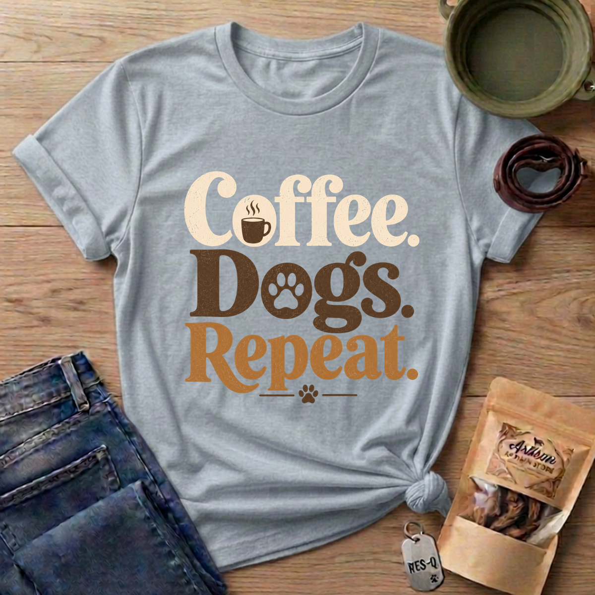 Coffee Dogs Repeat T-Shirt