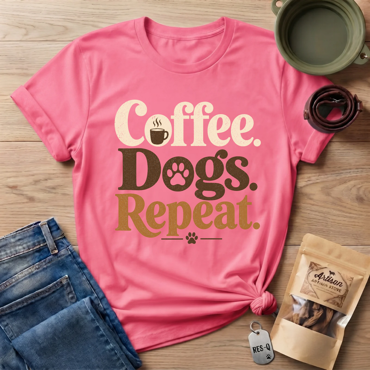 Coffee Dogs Repeat T-Shirt