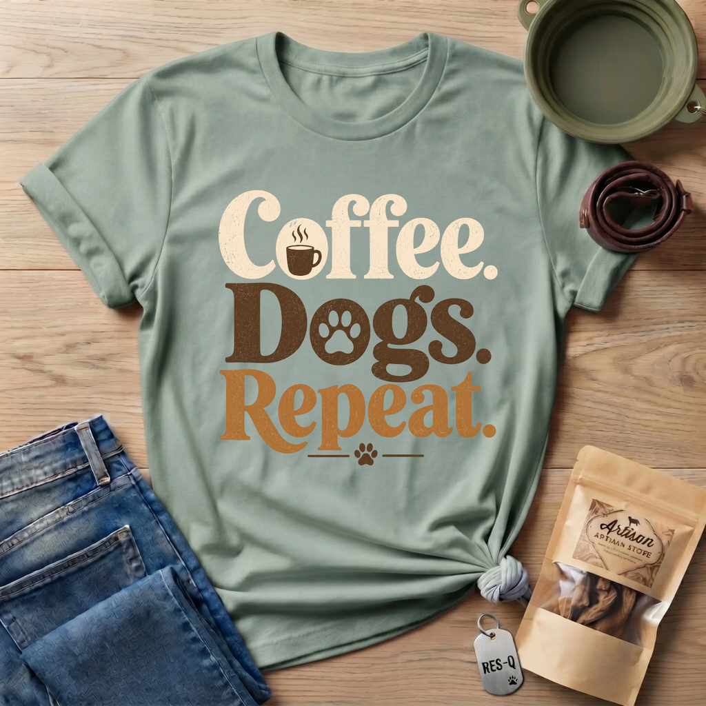 Coffee Dogs Repeat T-Shirt
