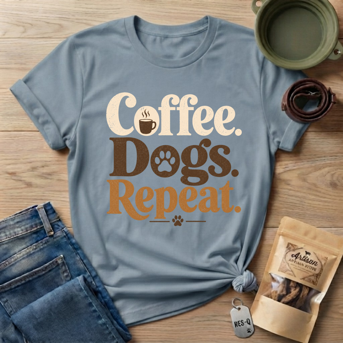 Coffee Dogs Repeat T-Shirt