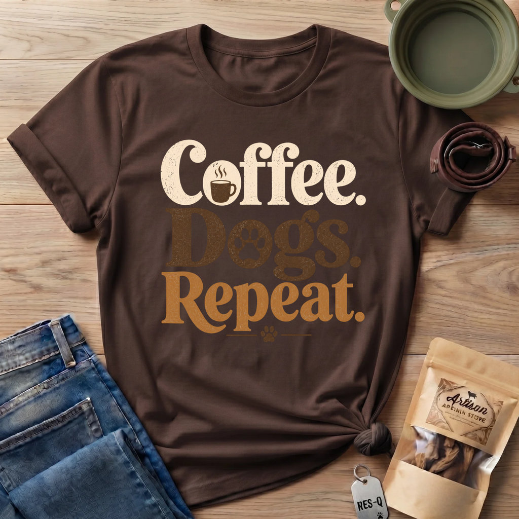 Coffee Dogs Repeat T-Shirt