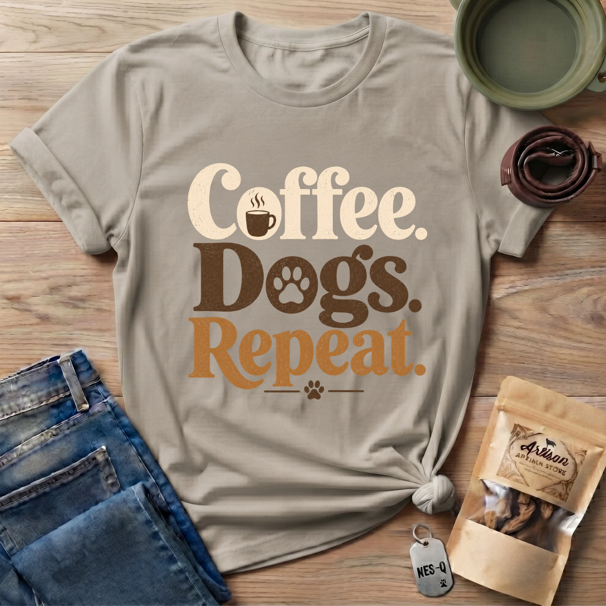 Coffee Dogs Repeat T-Shirt