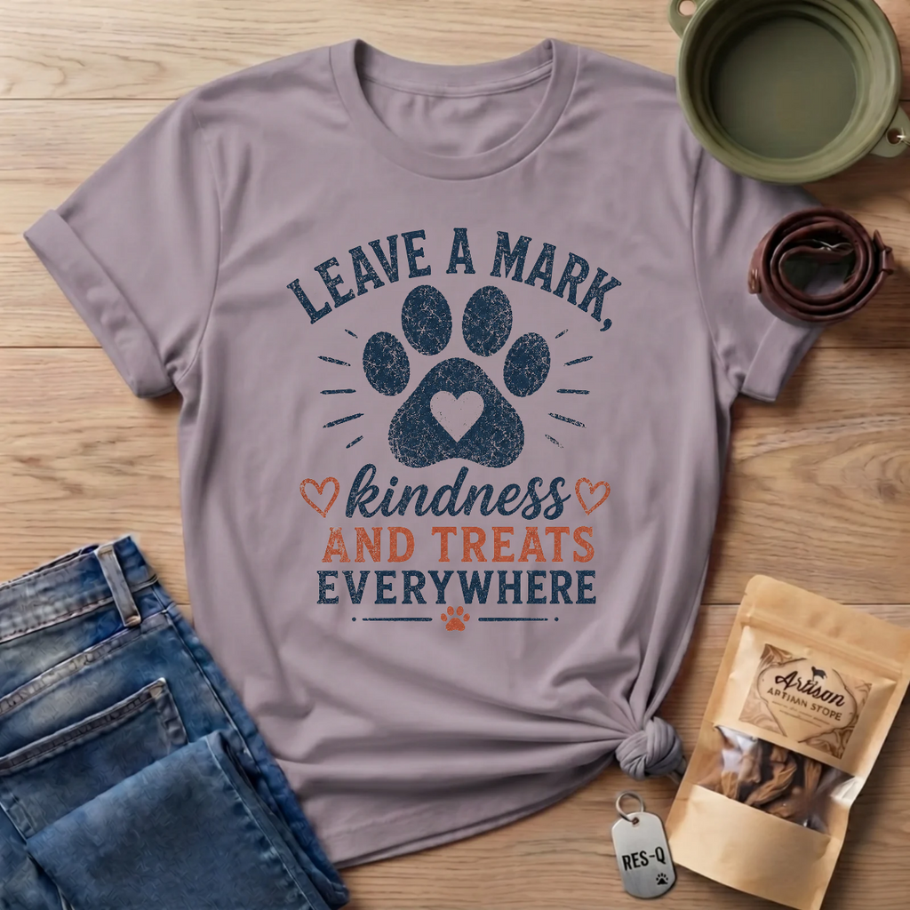 Leave A Mark Kindness and Treats Everywhere Pawprint T-Shirt