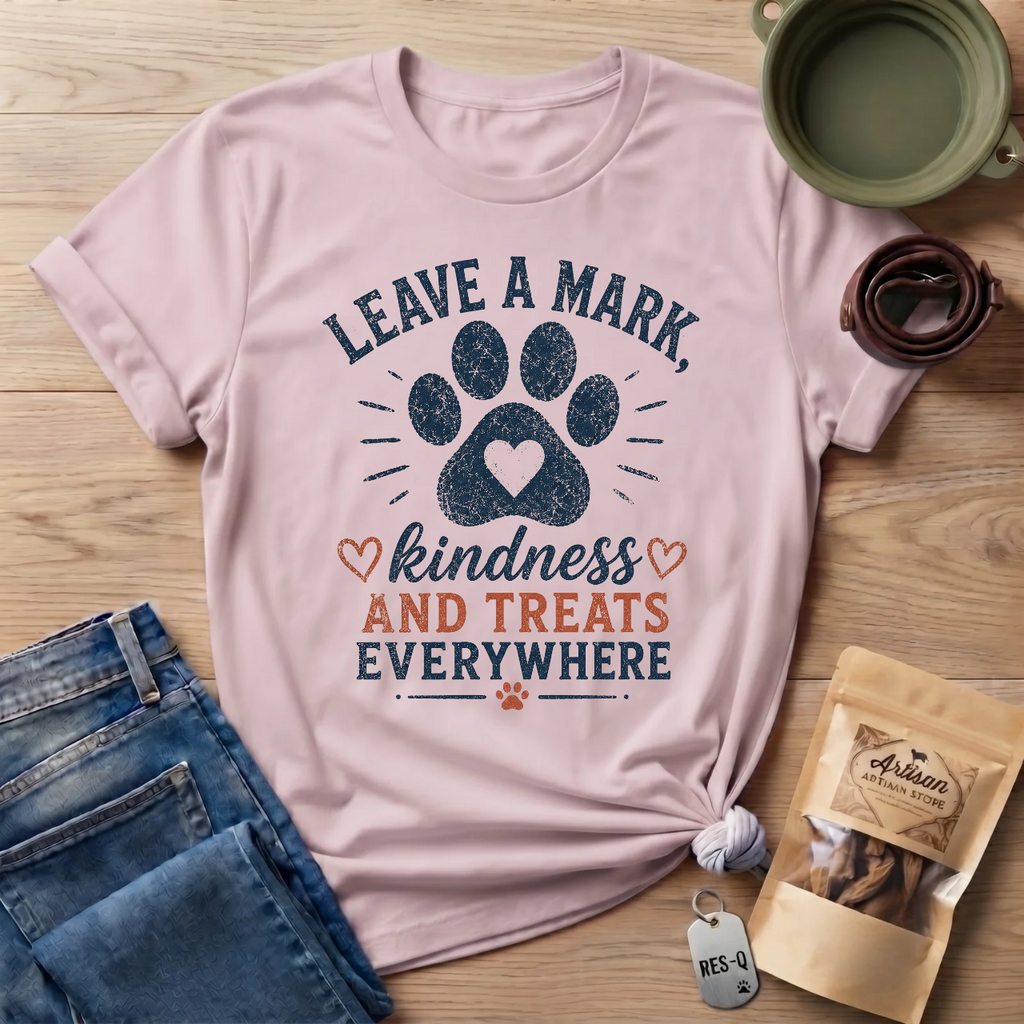 Leave A Mark Kindness and Treats Everywhere Pawprint T-Shirt