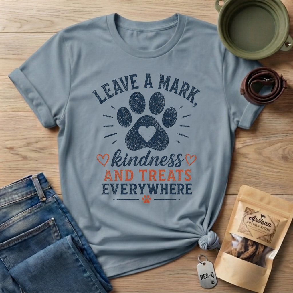 Leave A Mark Kindness and Treats Everywhere Pawprint T-Shirt
