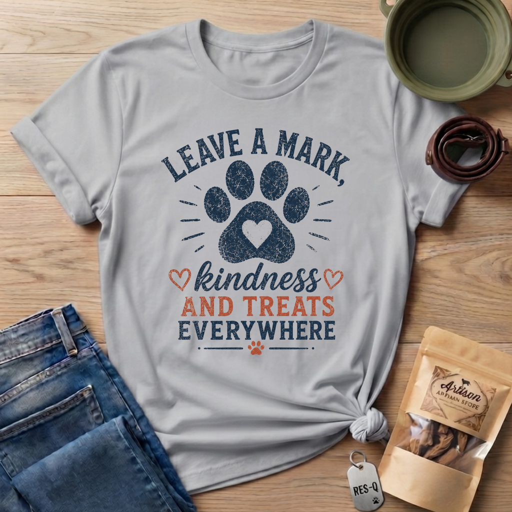 Leave A Mark Kindness and Treats Everywhere Pawprint T-Shirt