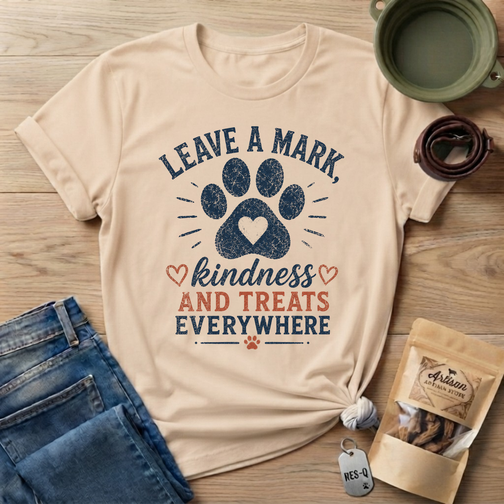 Leave A Mark Kindness and Treats Everywhere Pawprint T-Shirt