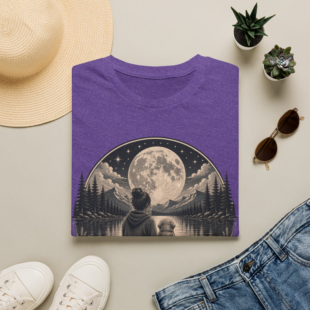 T-Shirt — 'My Favorite Hello, Hardest Goodbye' Moonlit Dog & Kid Scene