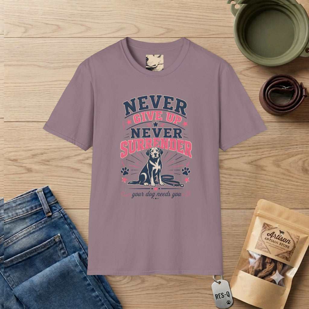Pink Never Give Up Never Surrender T-Shirt