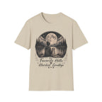 T-Shirt — 'My Favorite Hello, Hardest Goodbye' Moonlit Dog & Kid Scene