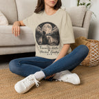 T-Shirt — 'My Favorite Hello, Hardest Goodbye' Moonlit Dog & Kid Scene