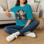 T-Shirt — 'My Favorite Hello, Hardest Goodbye' Moonlit Dog & Kid Scene