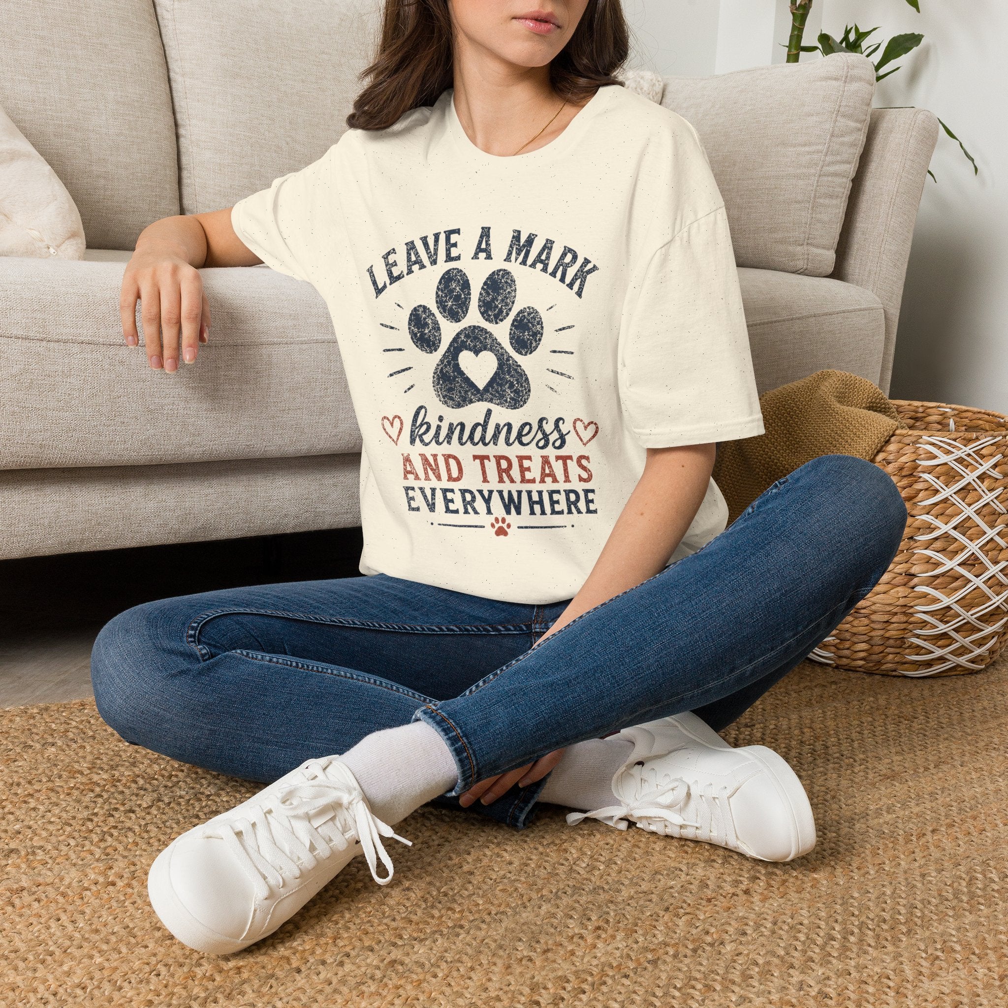 Leave A Mark Kindness and Treats Everywhere Pawprint T-Shirt