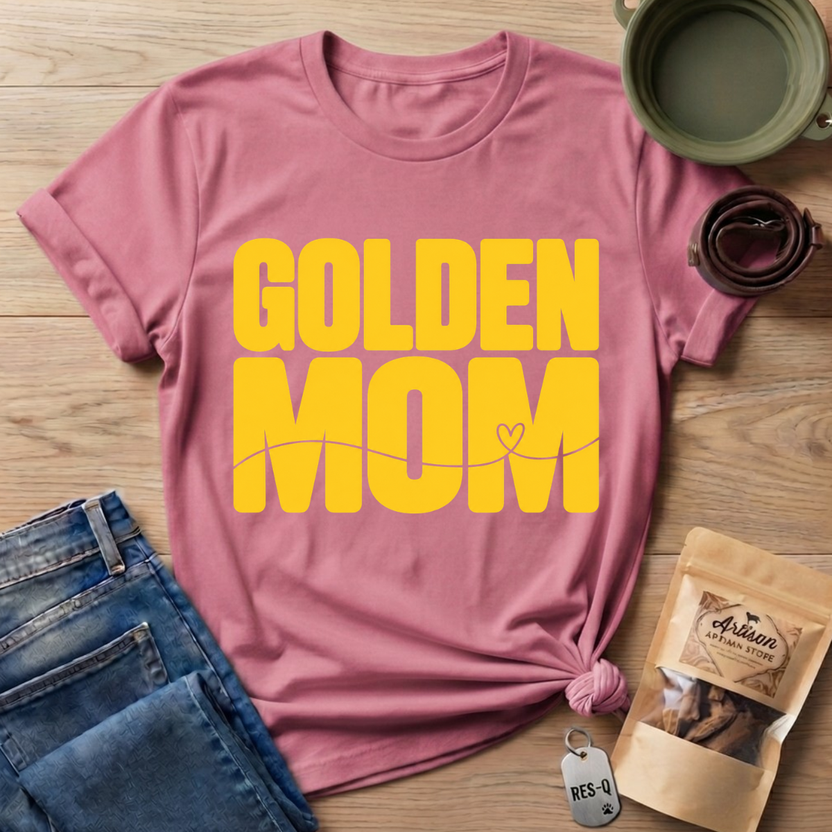 Golden Mom Text T-Shirt