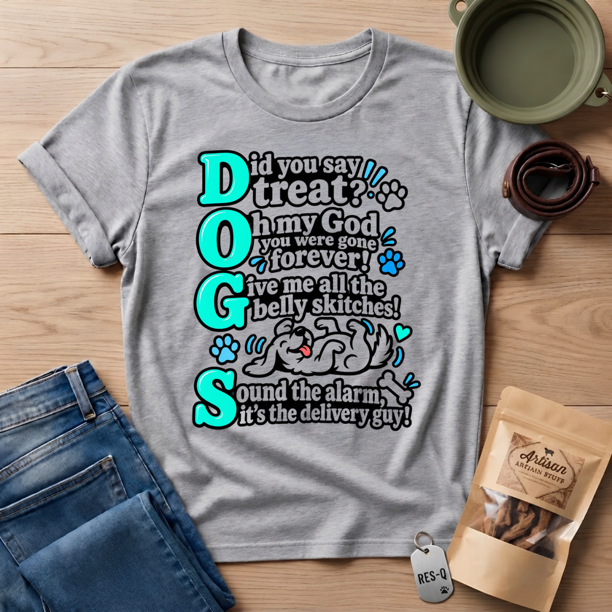 Teal DOGS   T-Shirt
