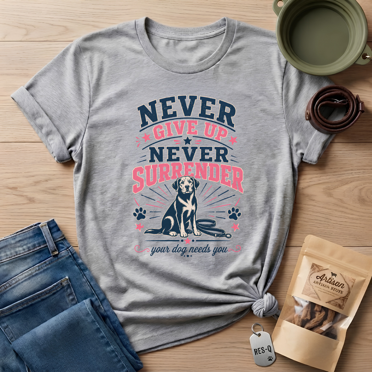 Pink Never Give Up Never Surrender T-Shirt
