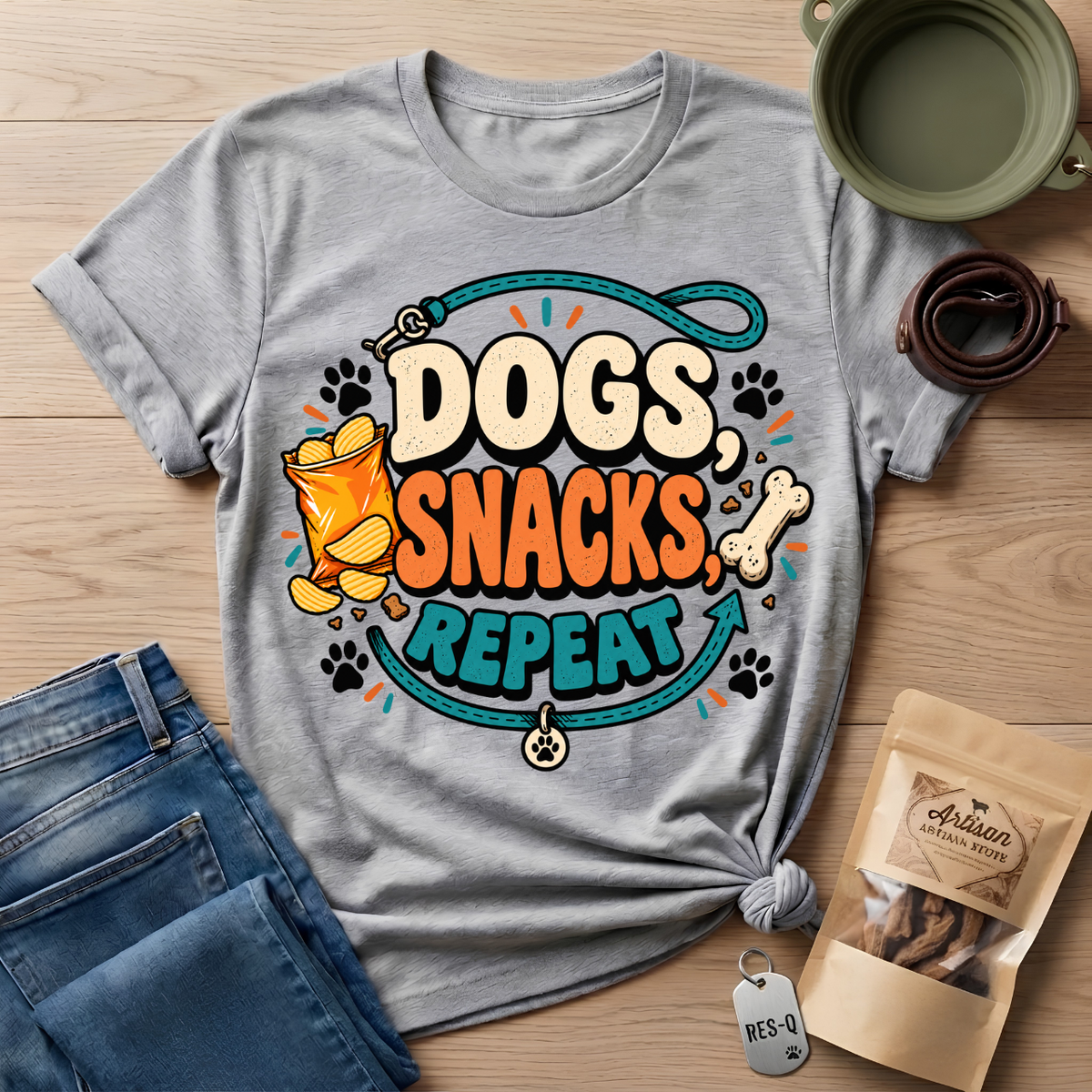 Dogs Snacks Repeat T-Shirt