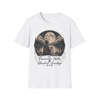 T-Shirt — 'My Favorite Hello, Hardest Goodbye' Moonlit Dog & Kid Scene