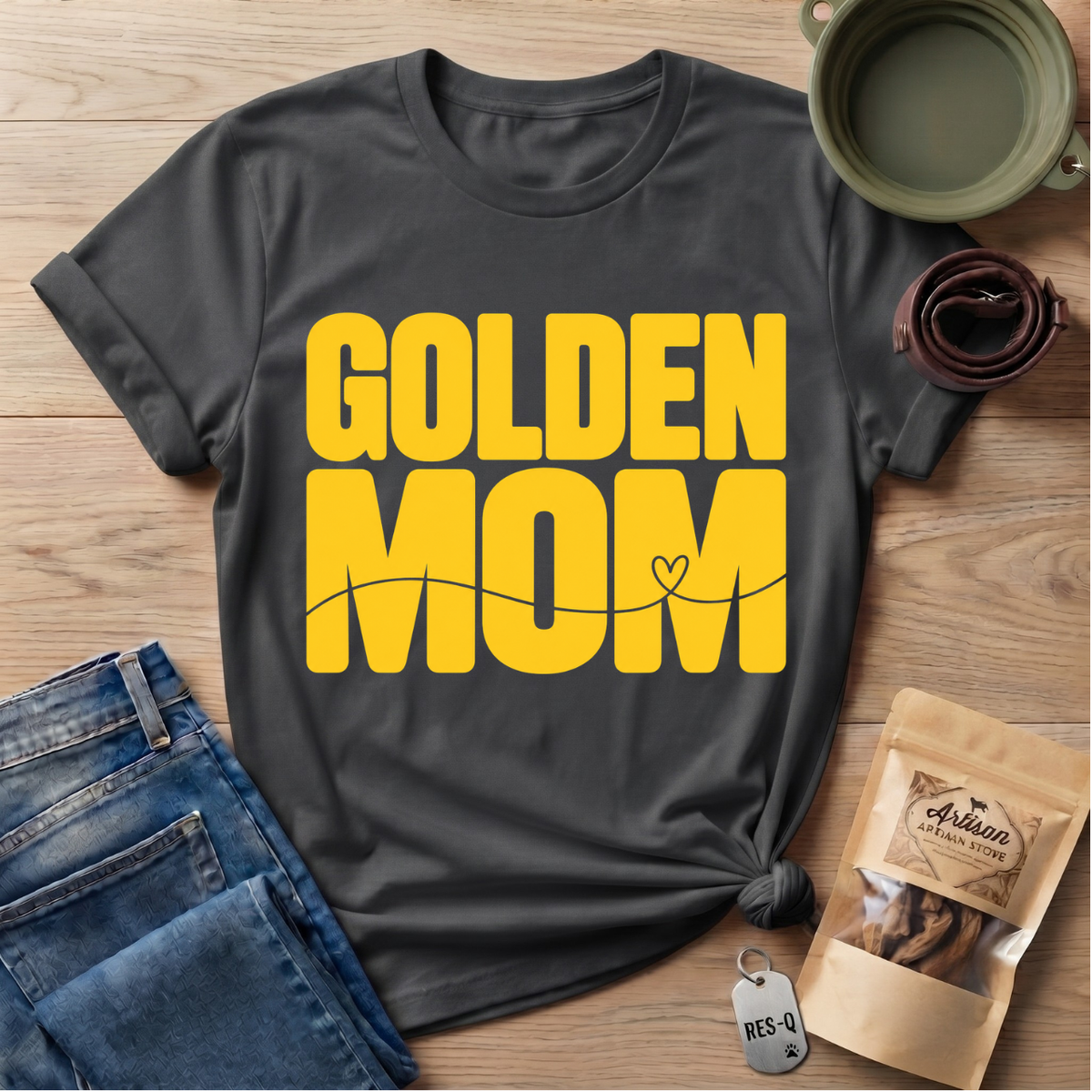 Golden Mom Text T-Shirt